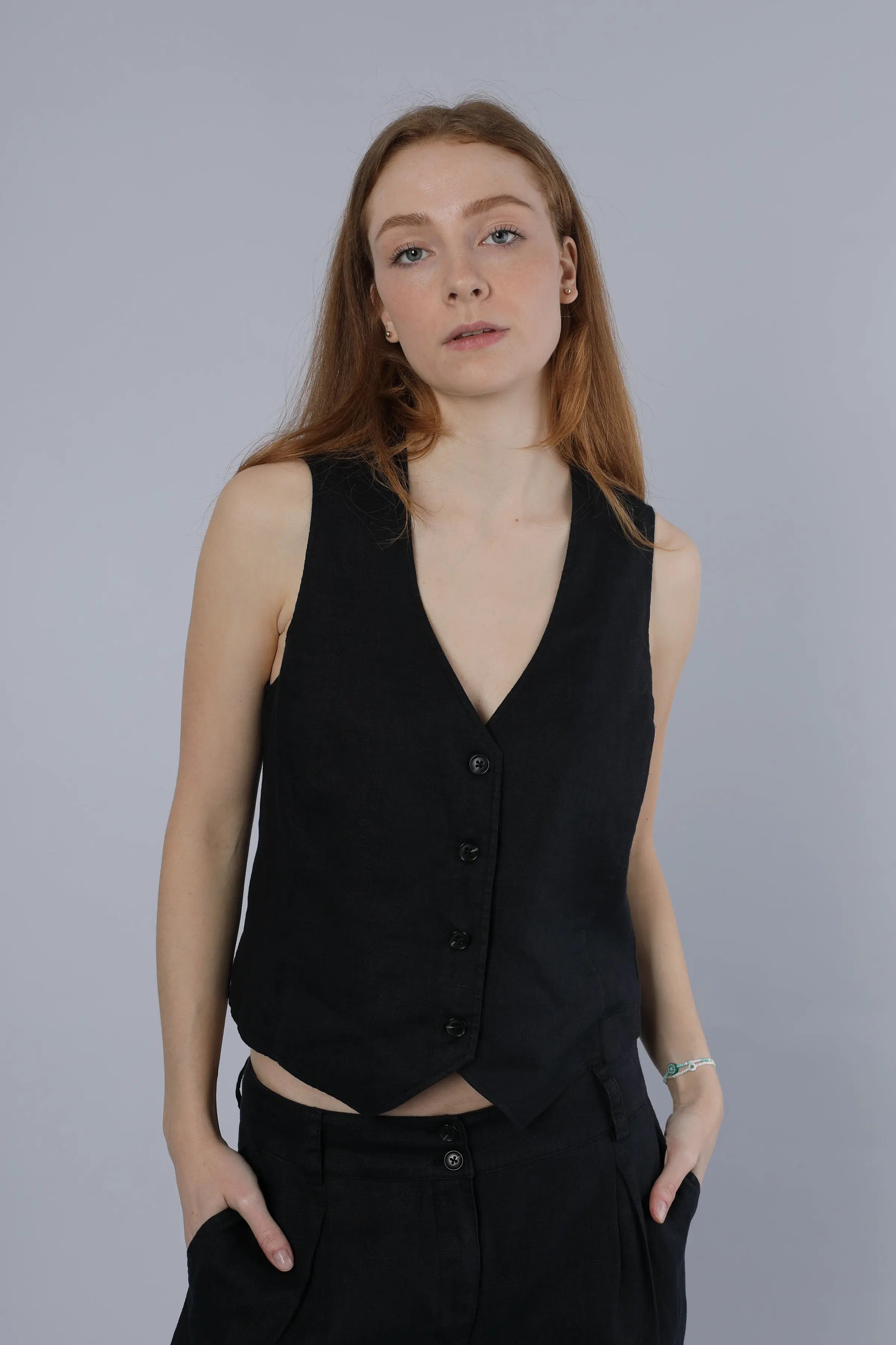Leinenweste BLACK Nadine H