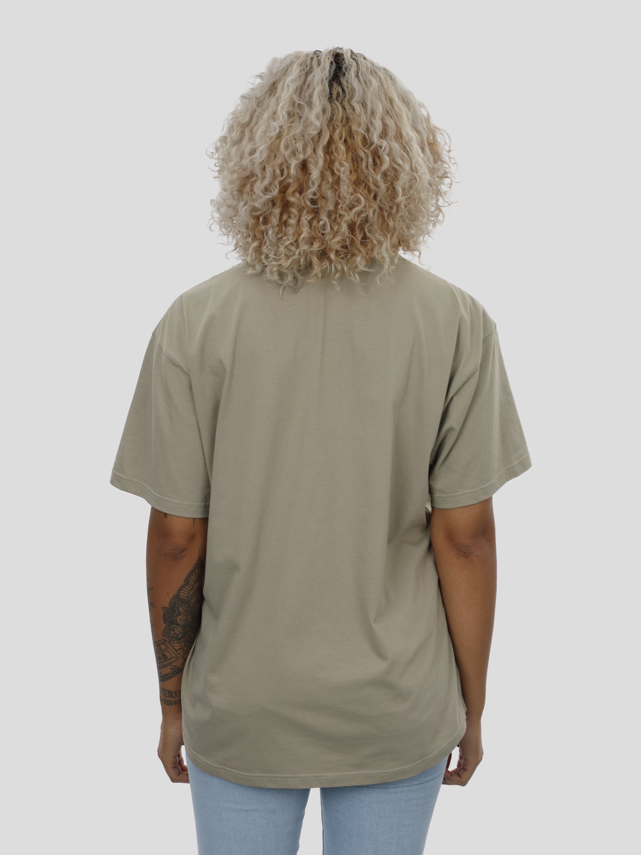 Oversized Unisex T-Shirt Heart Print in Olive