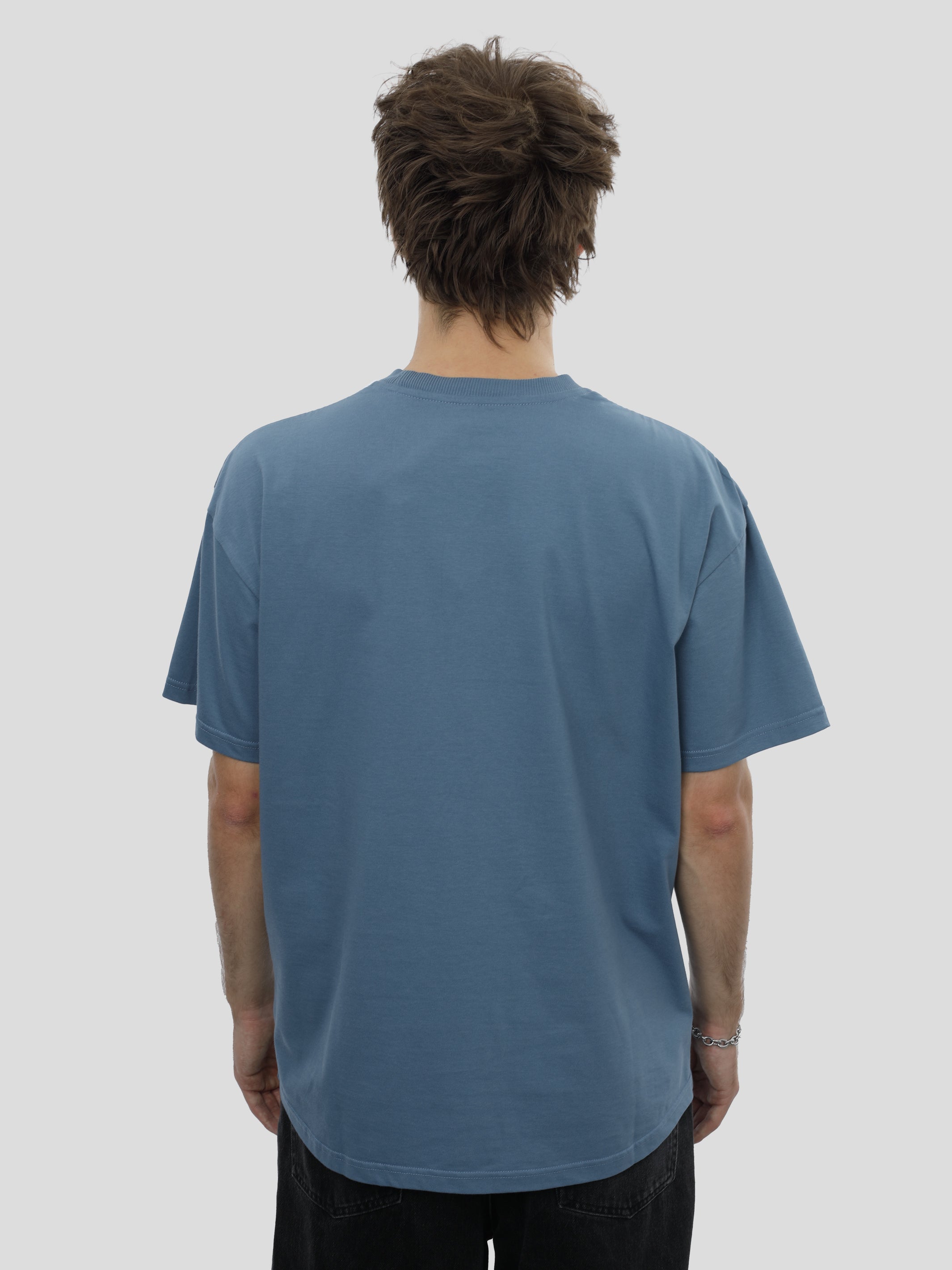 T-Shirt Oversize Unisex Herz Print in Blau project eleven