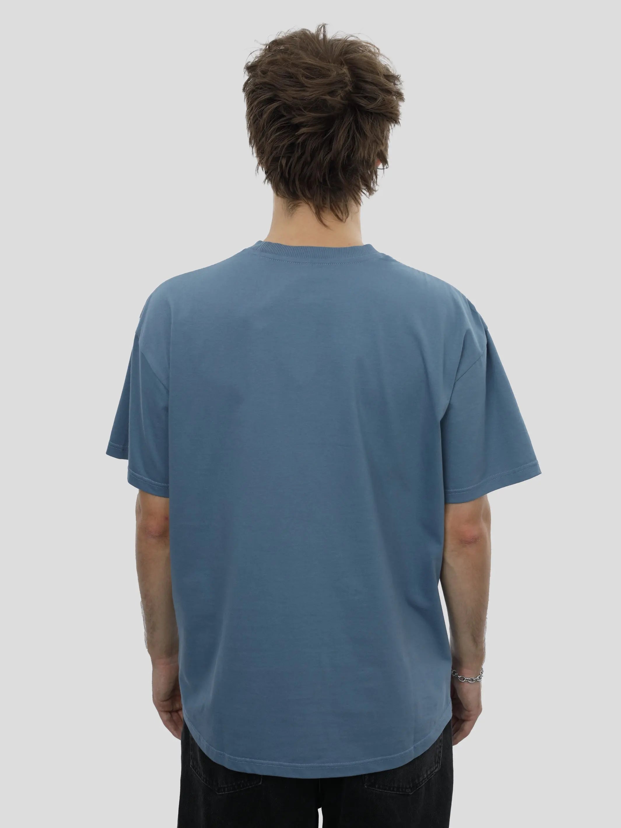 T-Shirt Oversize Unisex Herz Print in Blau project eleven