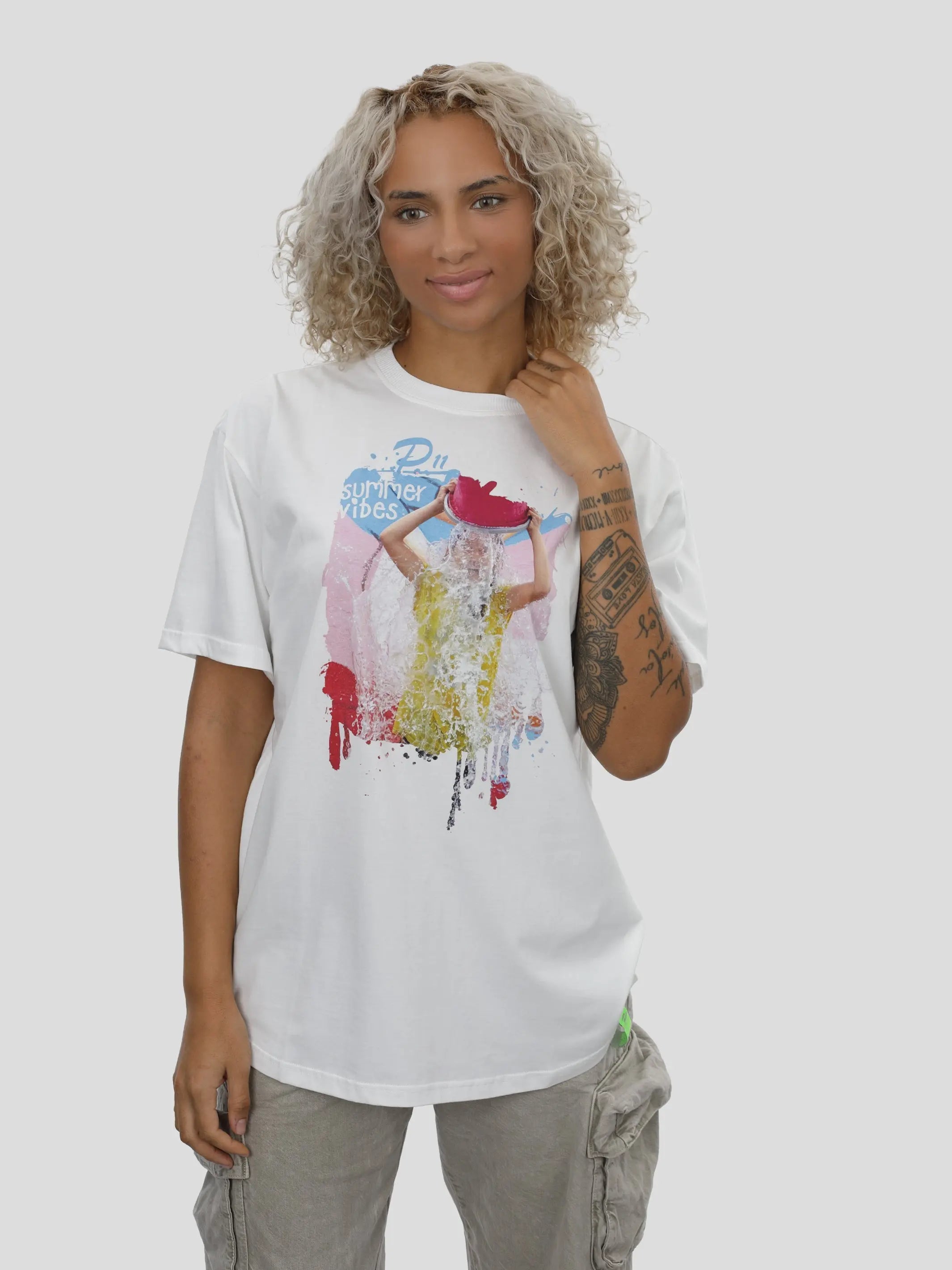T-Shirt Oversize Unisex Wasser Print in Off-White project eleven