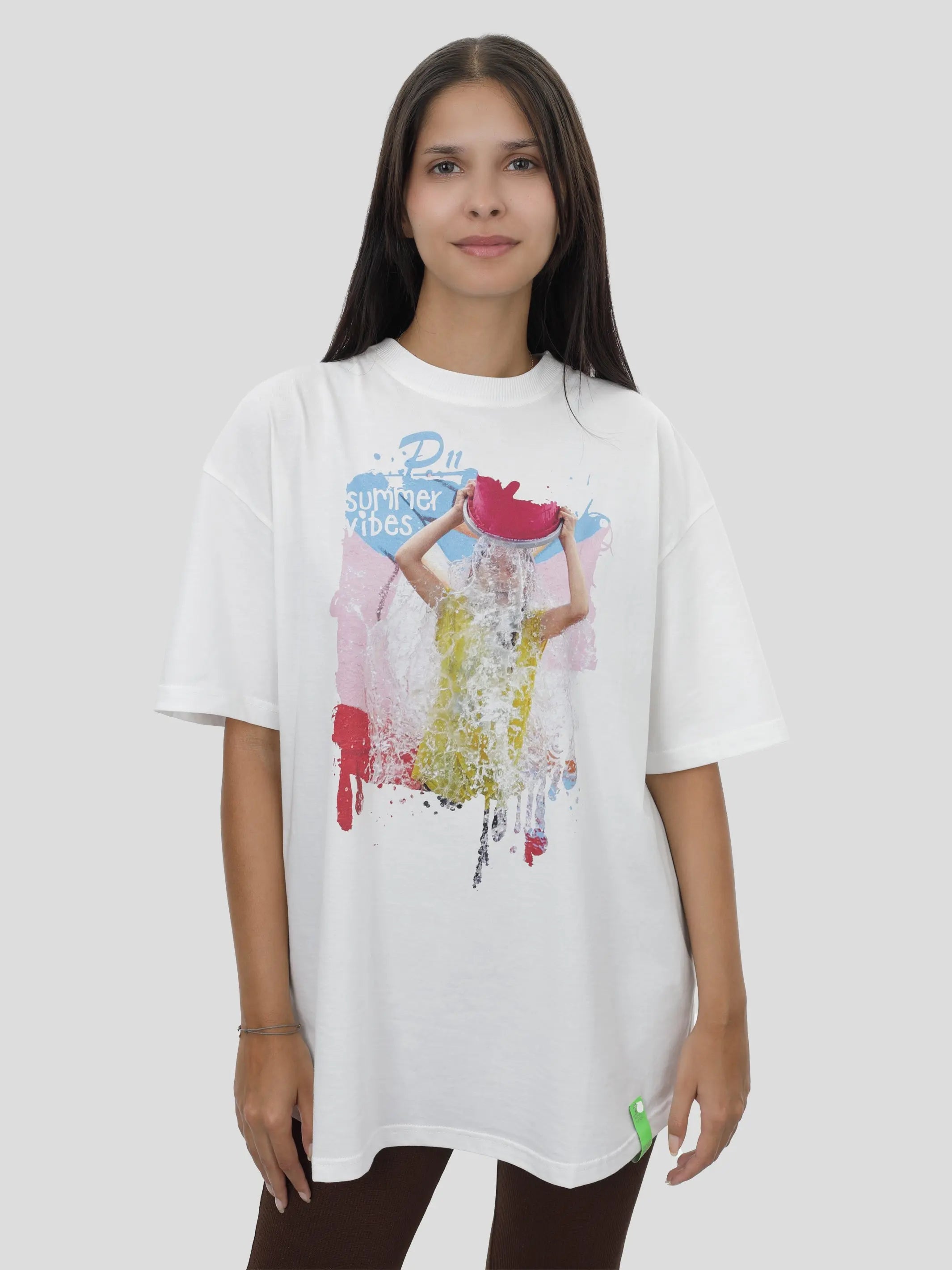T-Shirt Oversize Unisex Wasser Print in Off-White project eleven