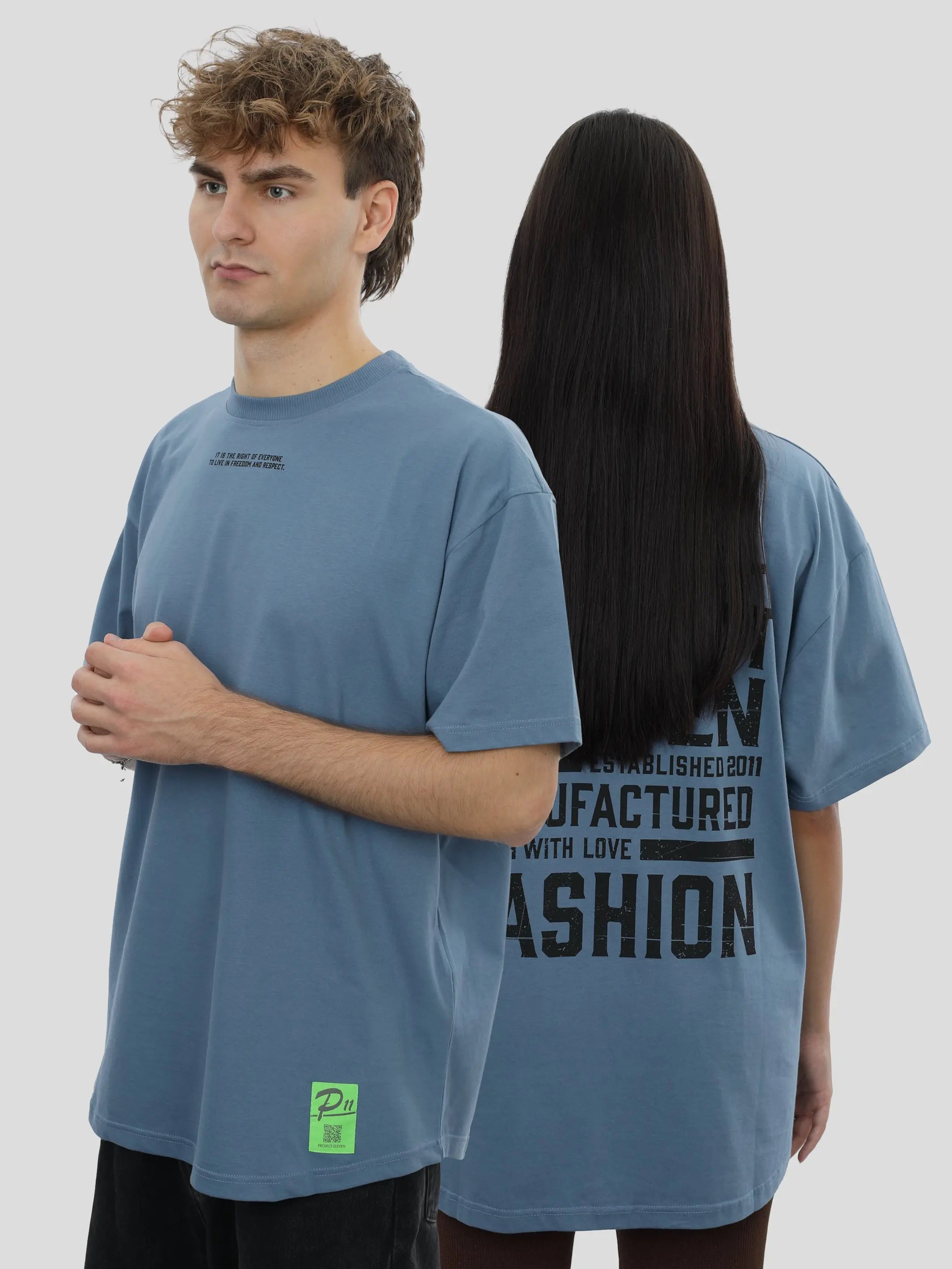 T-Shirt Oversize Unisex in Blau project eleven