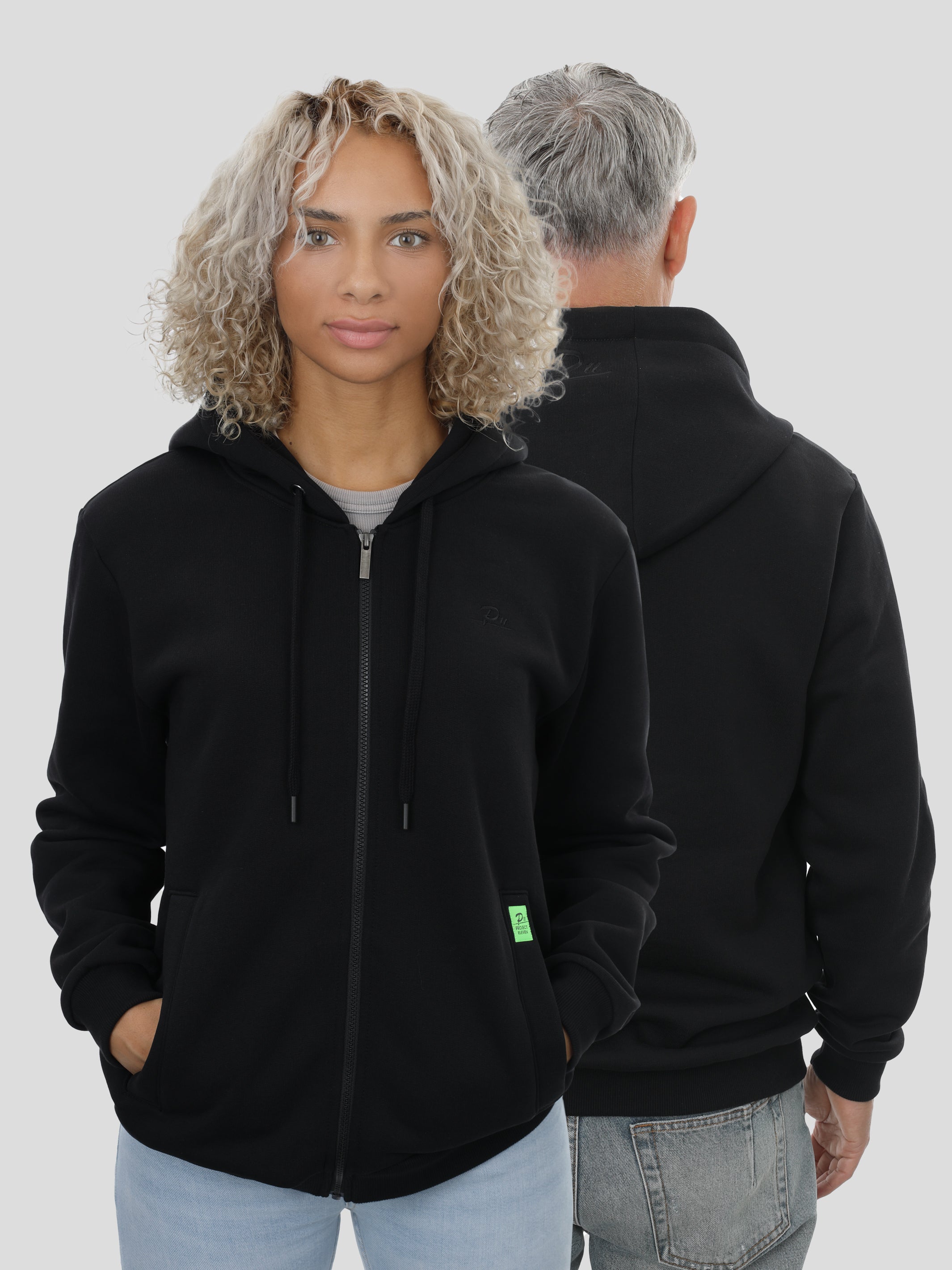 P11 Zip Hoodie Unisex in Schwarz project eleven