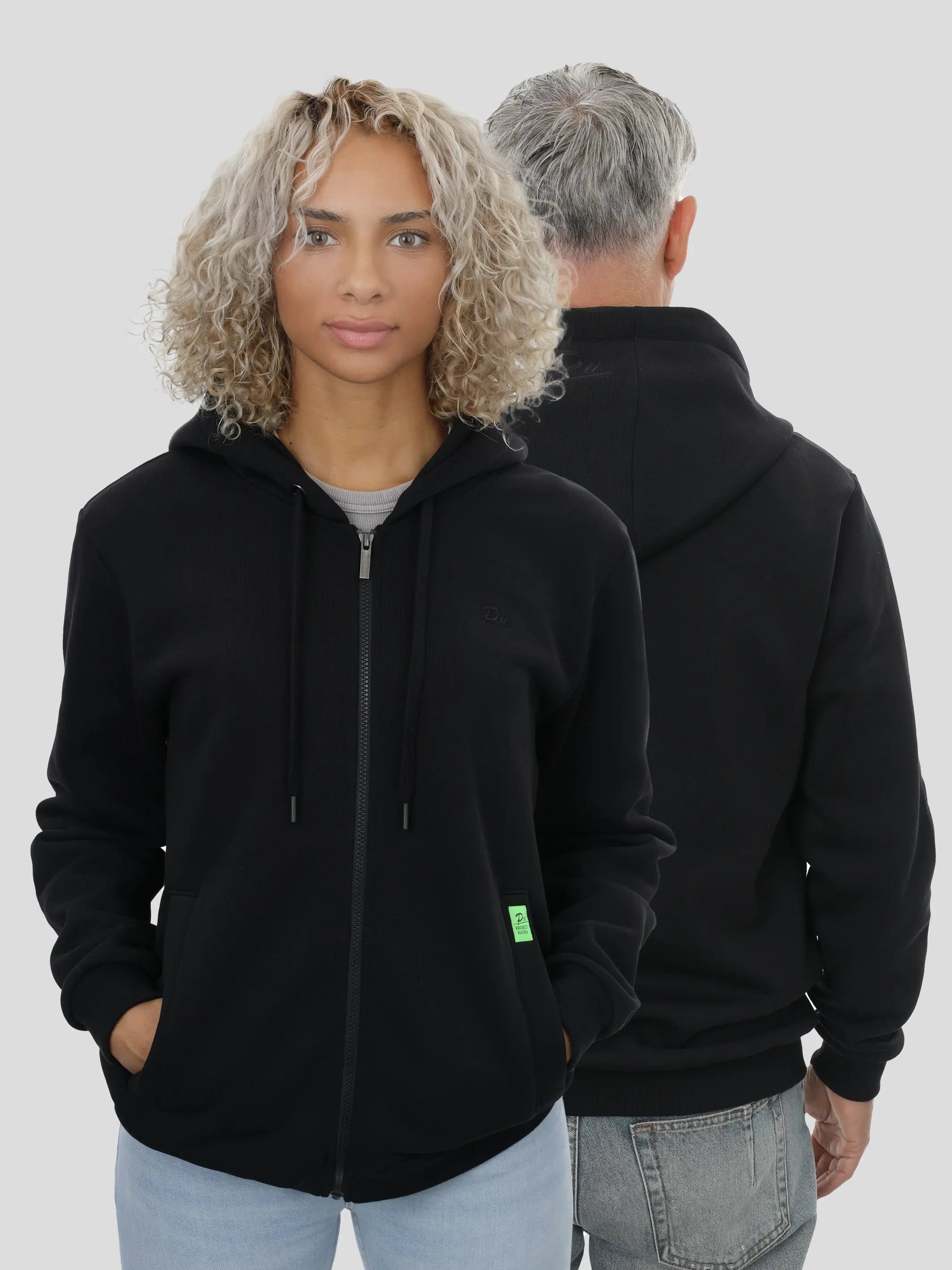 P11 Zip Hoodie Unisex in Schwarz project eleven