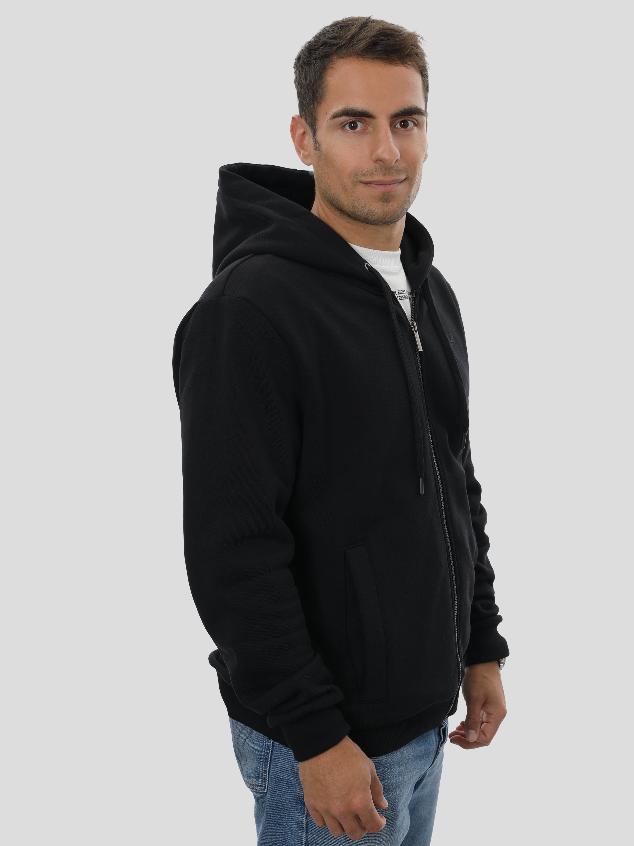 P11 Zip Hoodie Unisex in Black