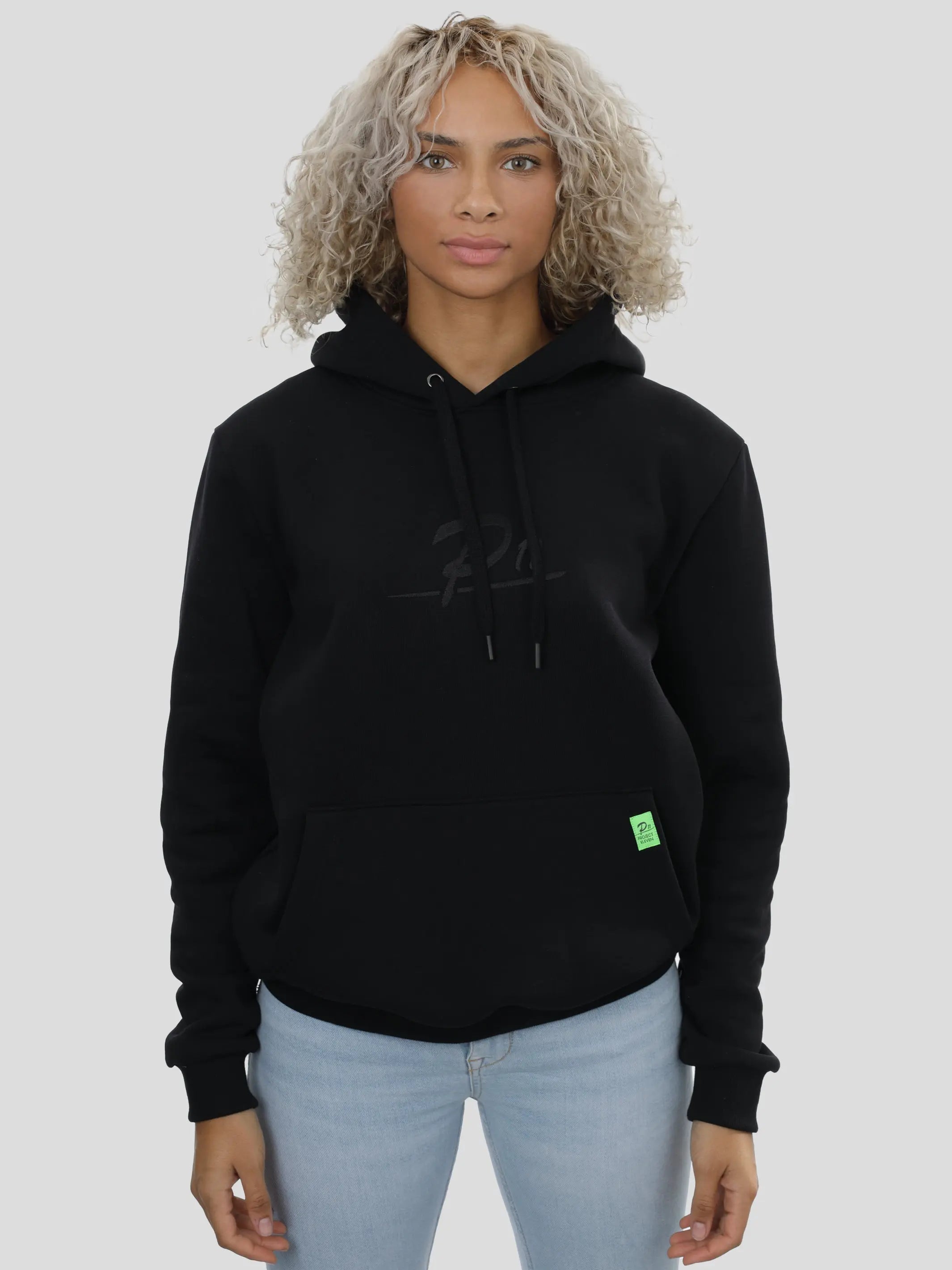 P11 Regular Hoodie Unisex mit großem Stick - Schwarz project eleven