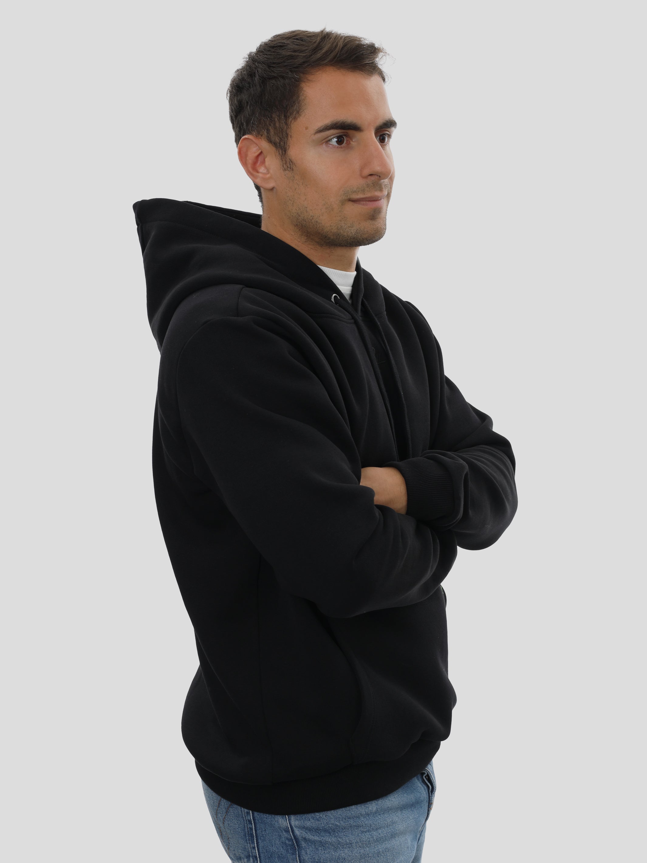 P11 Regular Hoodie Unisexe avec petite broderie en noir