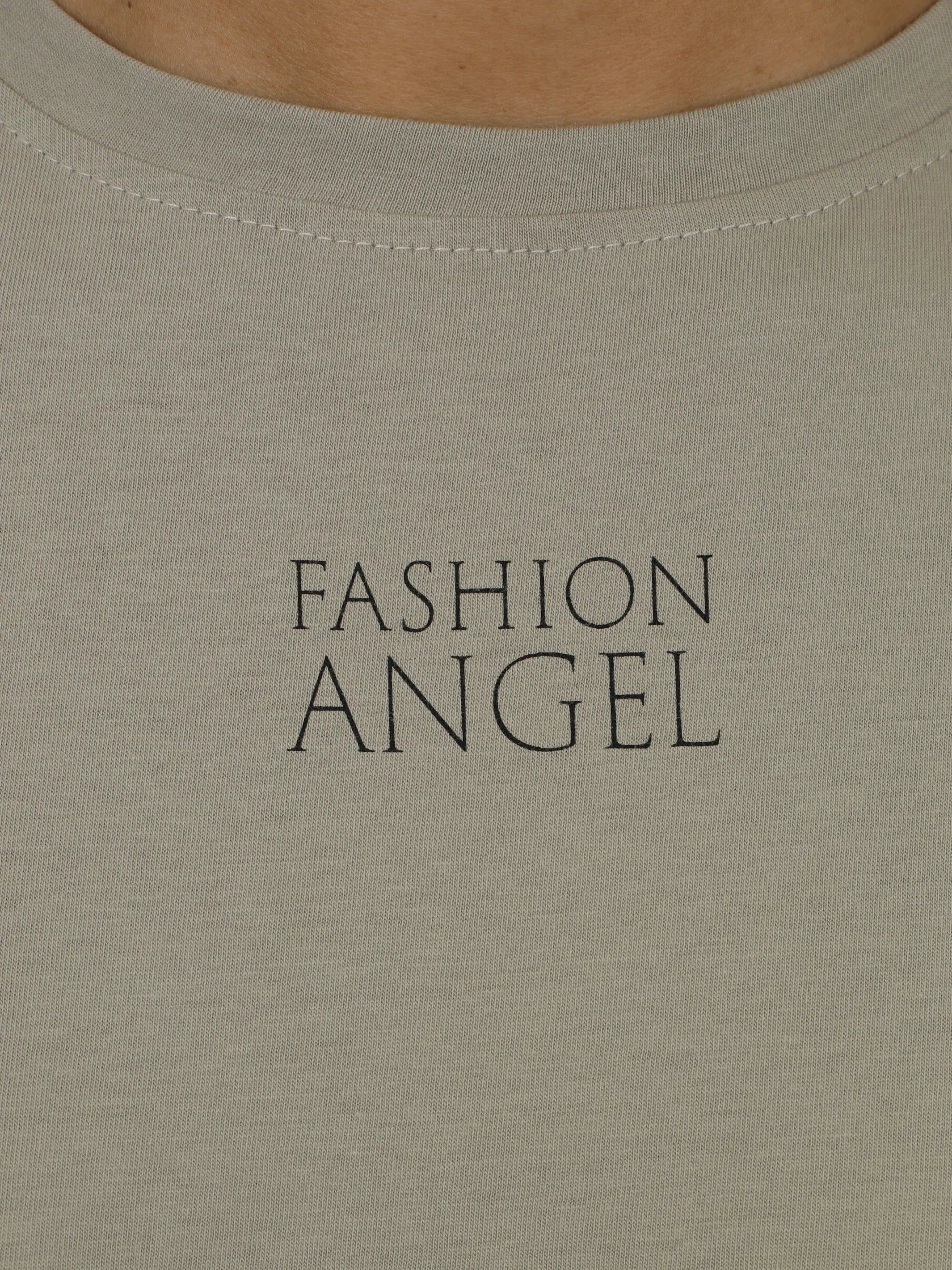 P11 T-Shirt mit Saumschleife und Print in Olive project eleven