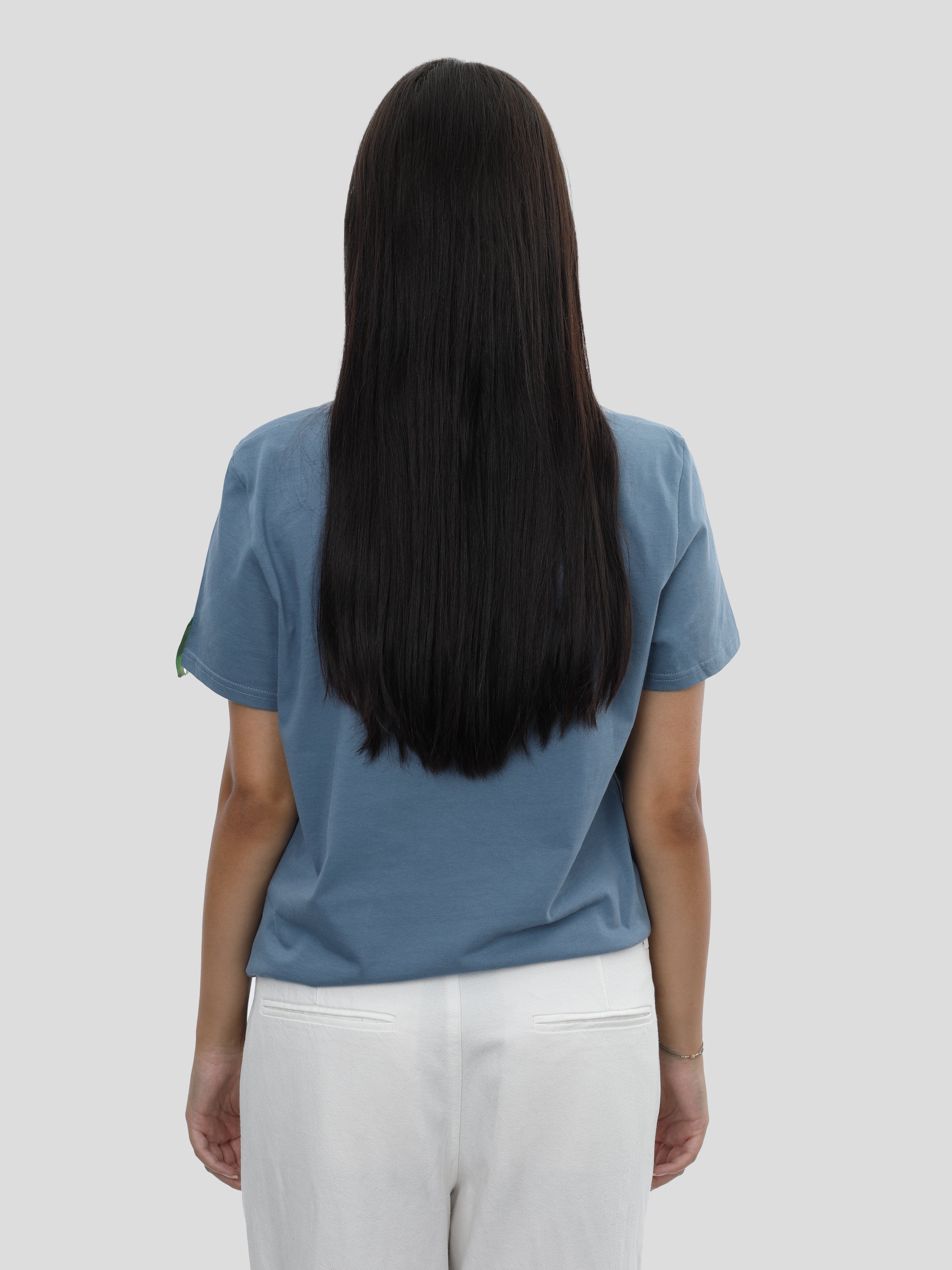 P11 T-Shirt mit Saumschleife und Print in Blau project eleven