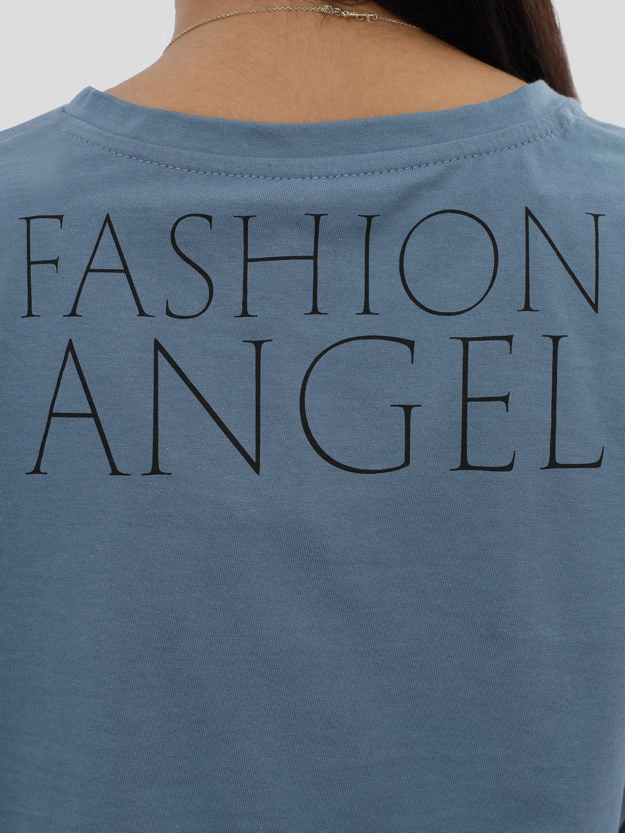 P11 T-Shirt mit Saumschleifen und V-Neck - Blau project eleven