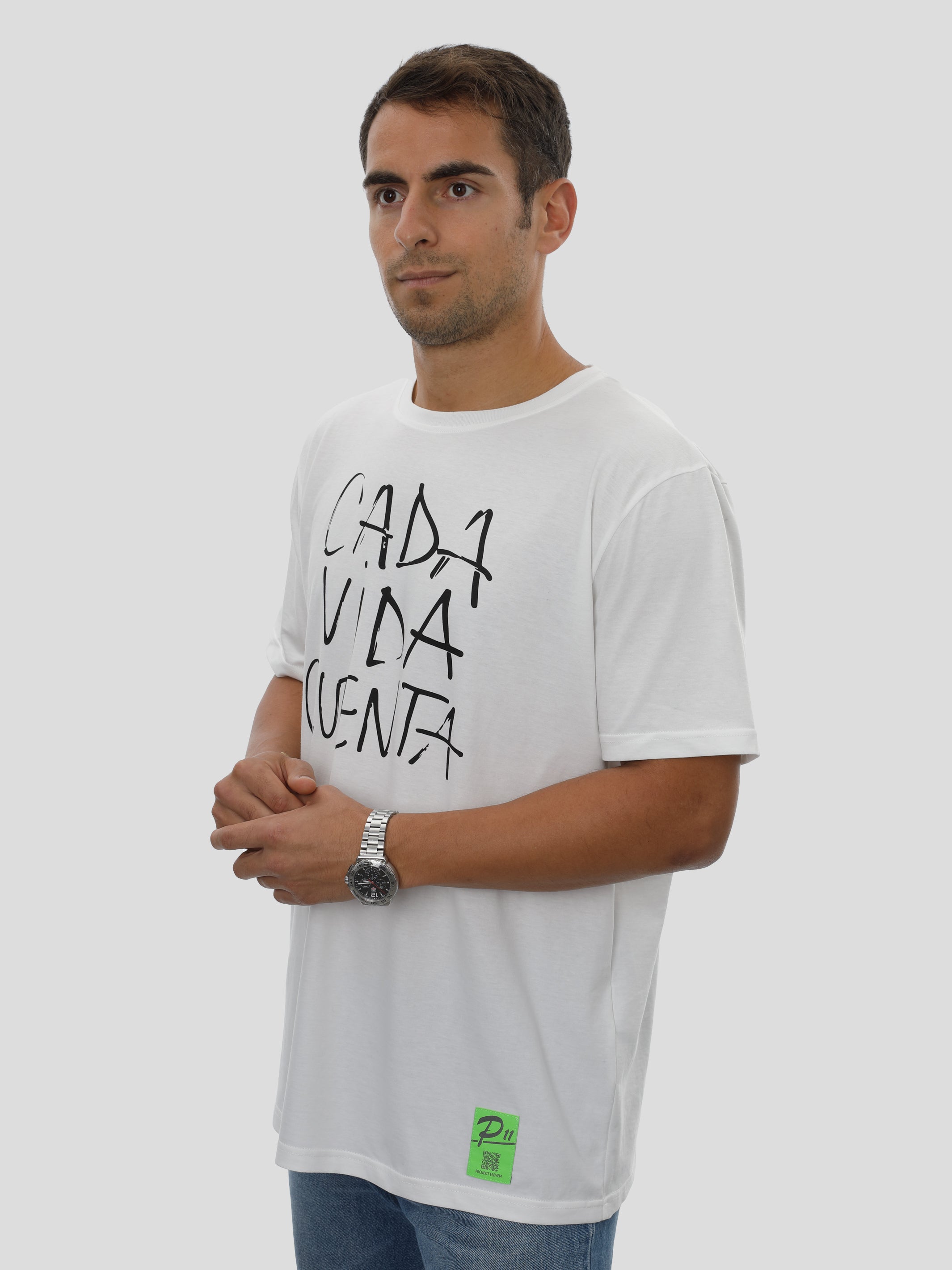 P11 T-Shirt Regular Men with Print in Off-White