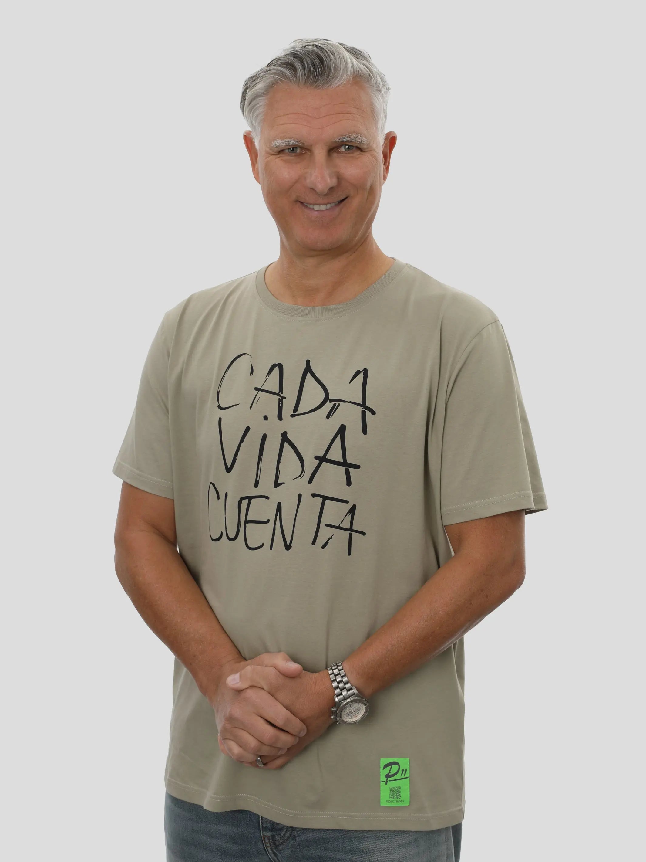 T-Shirt Regular Männer mit Print in Olive project eleven