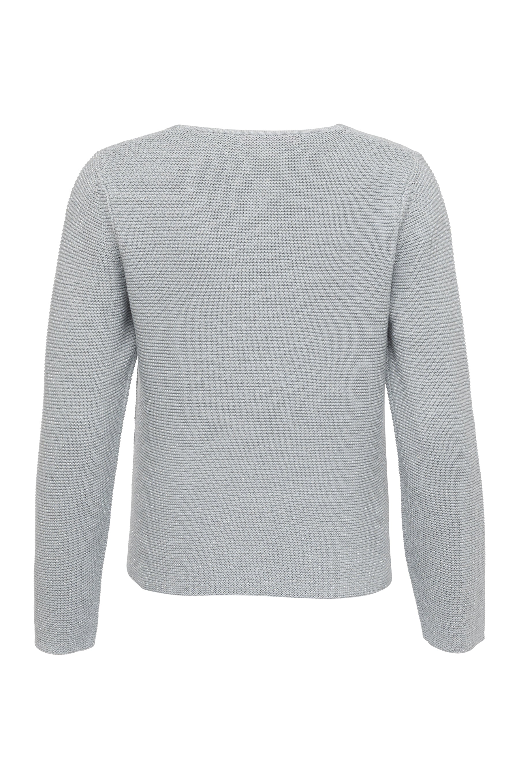 Damen Regular Pullover mit V-Ausschnitt & Lurex Grau six-o-seven