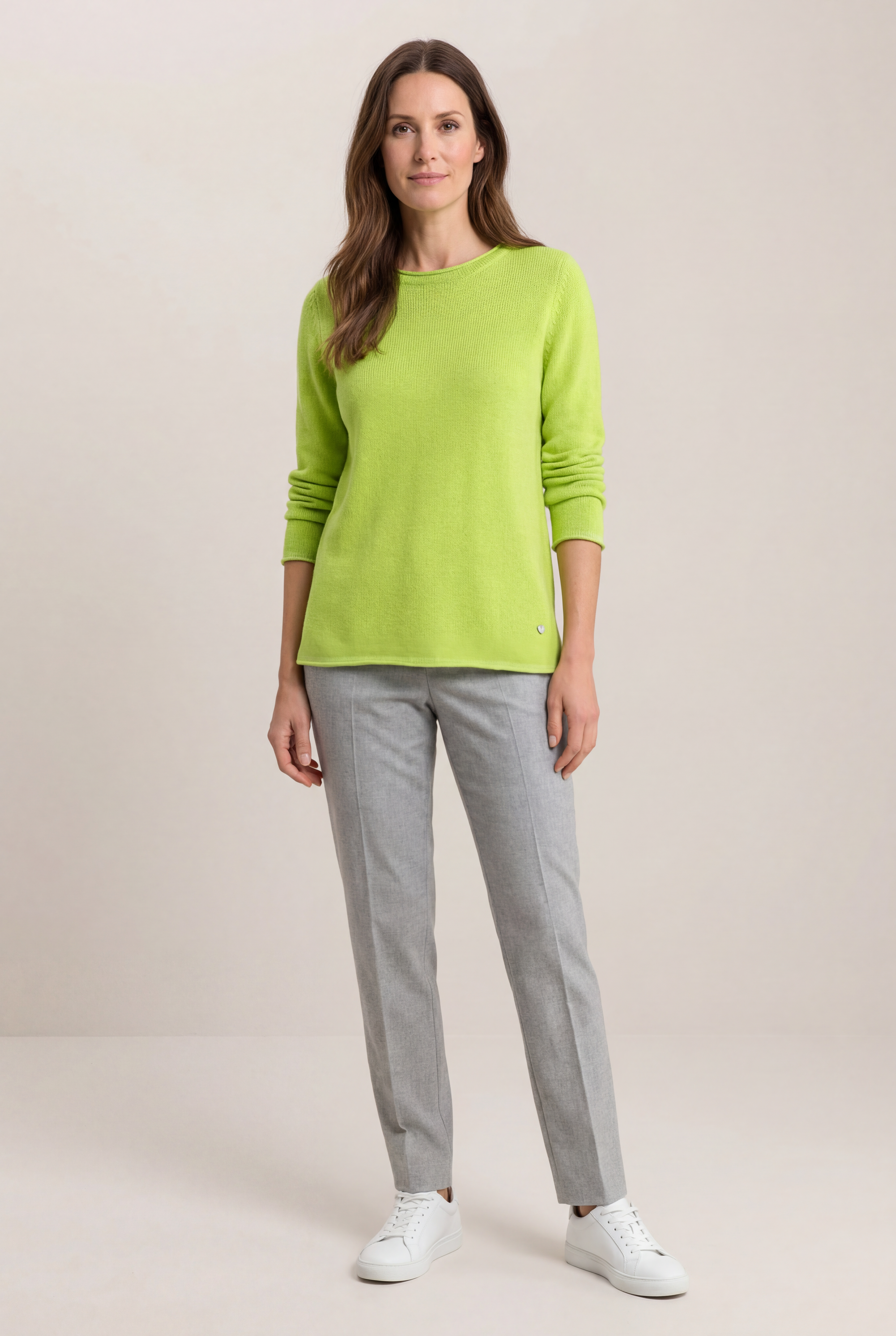 Boxy Raglan Strick-Pullover in Limegreen und Lurex-Akzenten six-o-seven