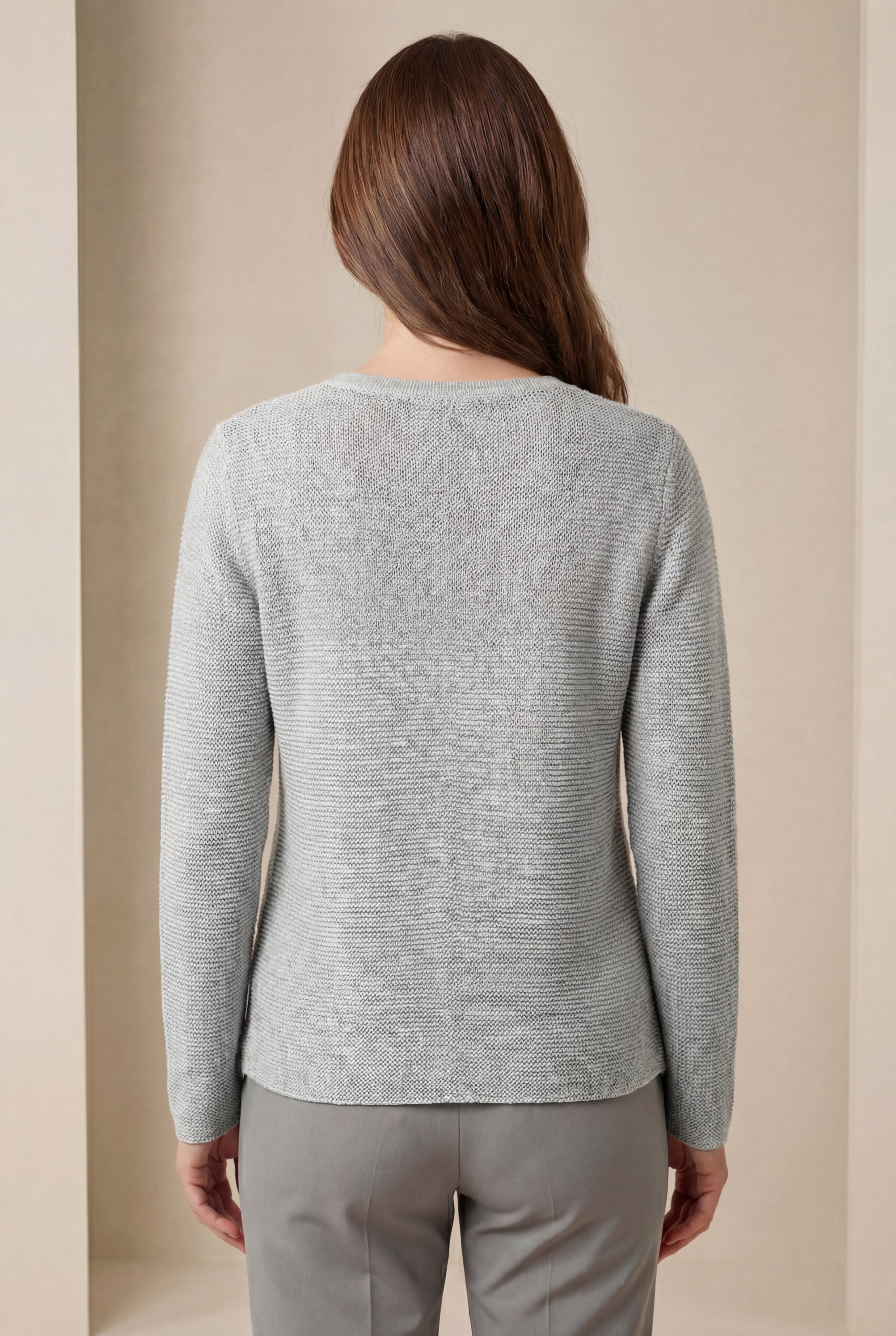Damen Regular Pullover mit V-Ausschnitt & Lurex Grau six-o-seven