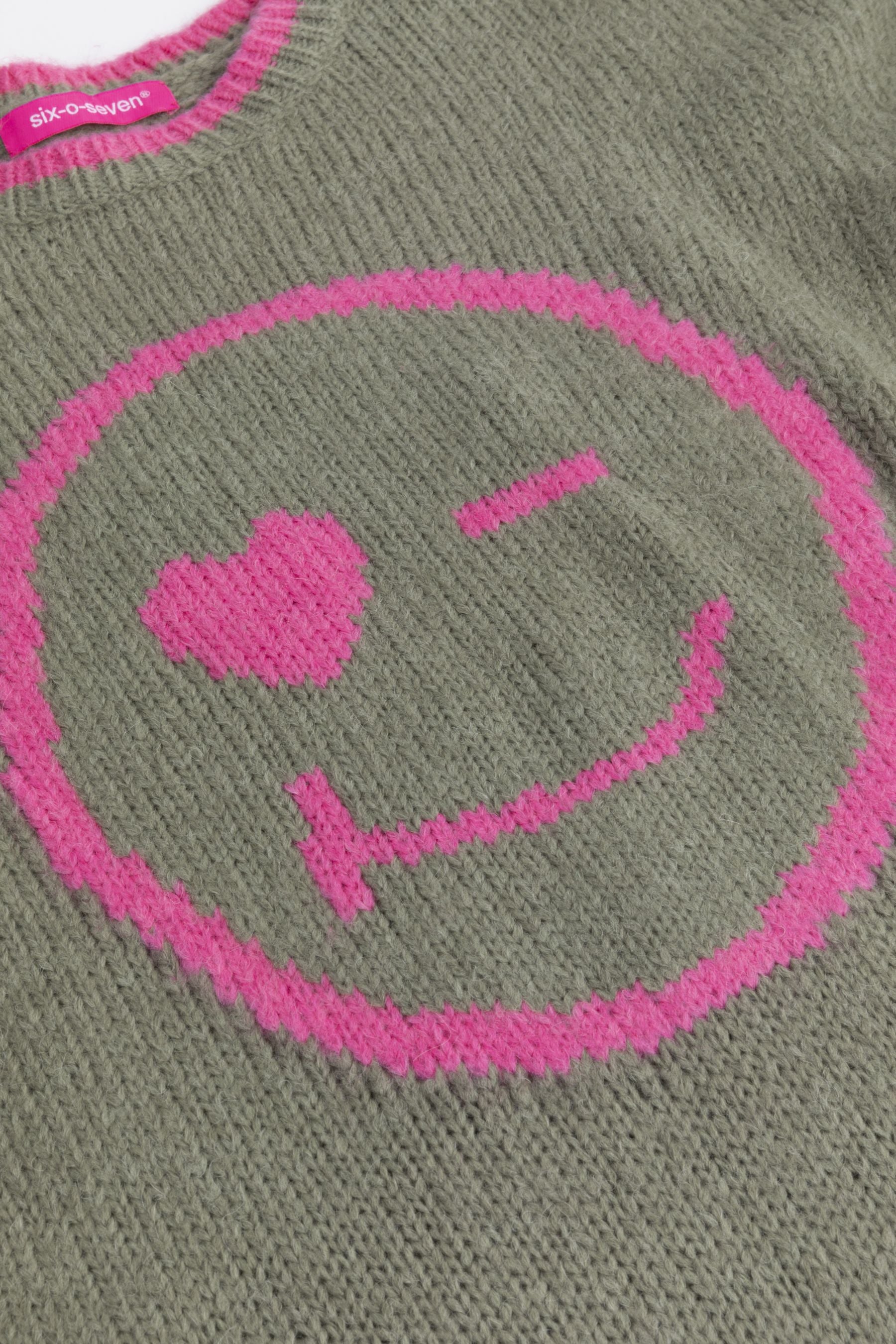 Six-o-seven Pullover mit Emoji OLIVE
