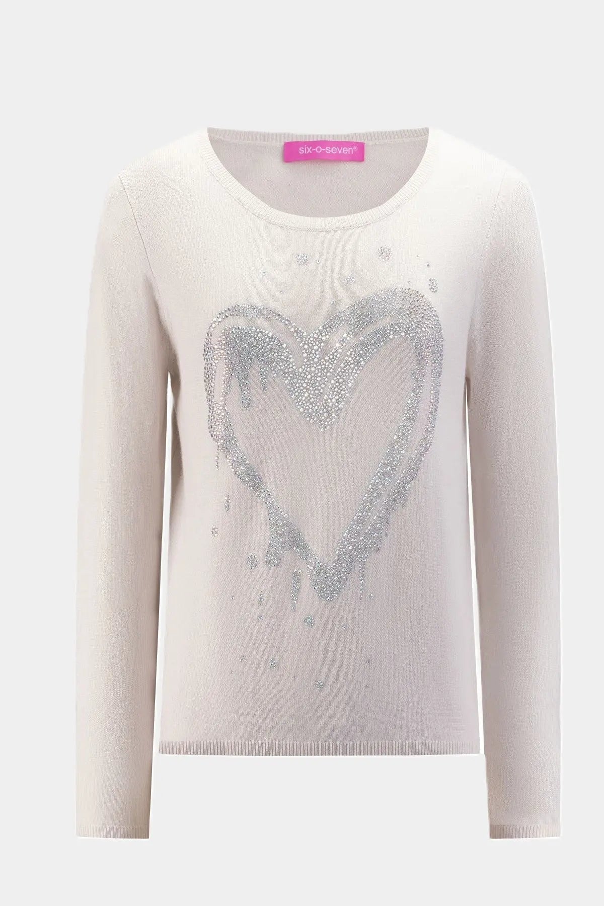 Wollpullover mit Herz Print in KITT für Valentinstag six-o-seven