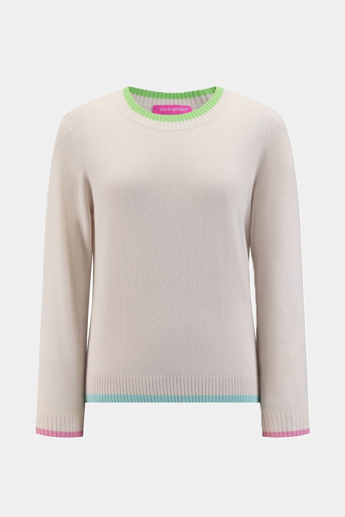 Six-o-Seven Strickpullover aus Kaschmir-Mix mit Kontrastakzenten - KITT six-o-seven