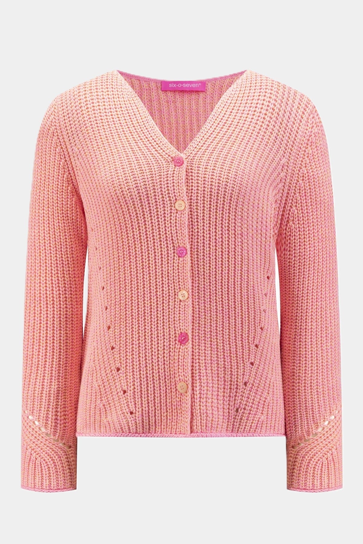 Six-o-Seven Strickjacke mit Lochstickerei BUBBLE six-o-seven