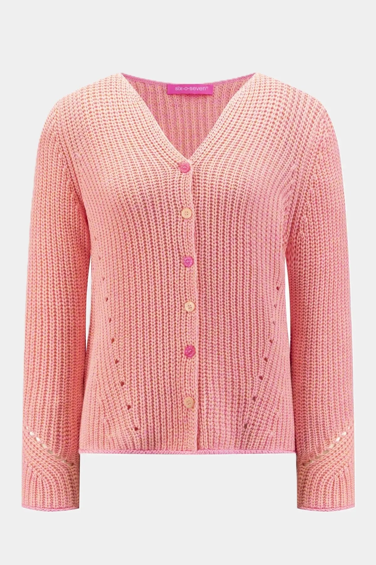 Six-o-Seven Strickjacke mit Lochstickerei BUBBLE six-o-seven