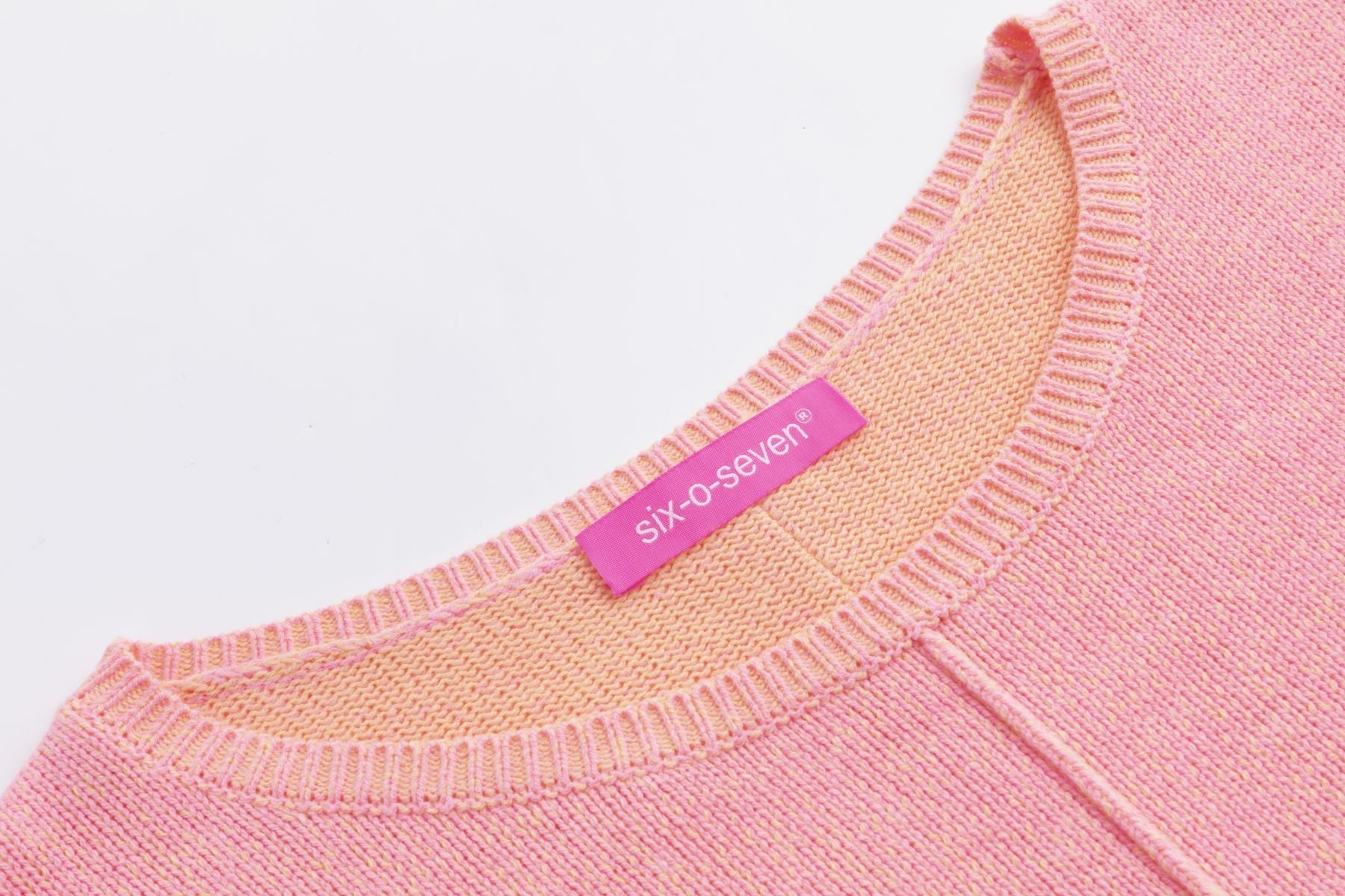 Six-o-Seven Strickpullover Rundhals mit Kontrast und Strass Motiv in Bubble six-o-seven