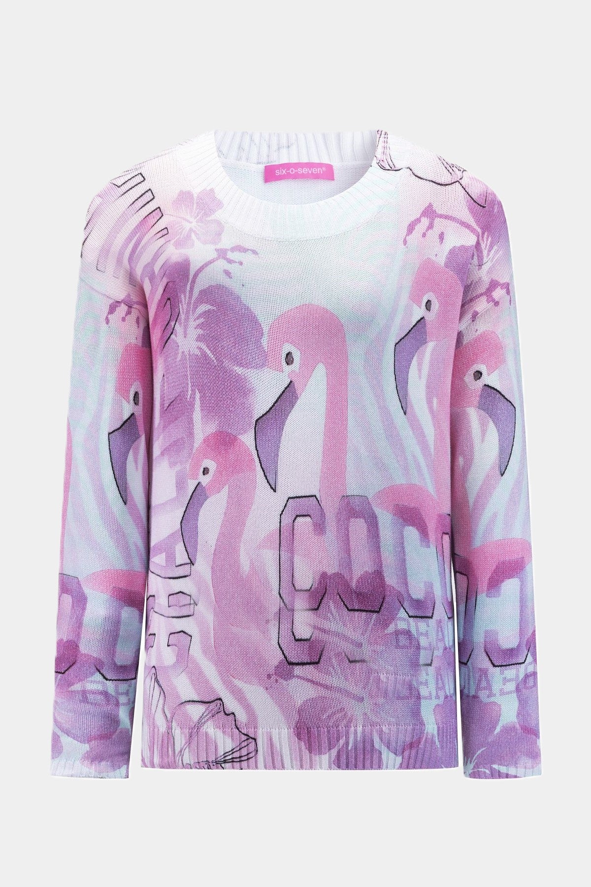 Six-o-Seven pull en maille coton FLAMINGO