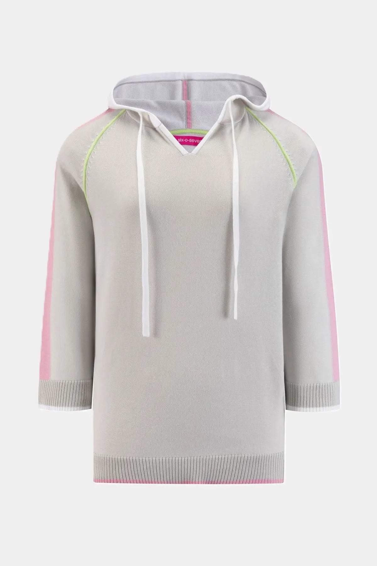 Six-o-Seven Baumwoll Strickhoodie STONE six-o-seven