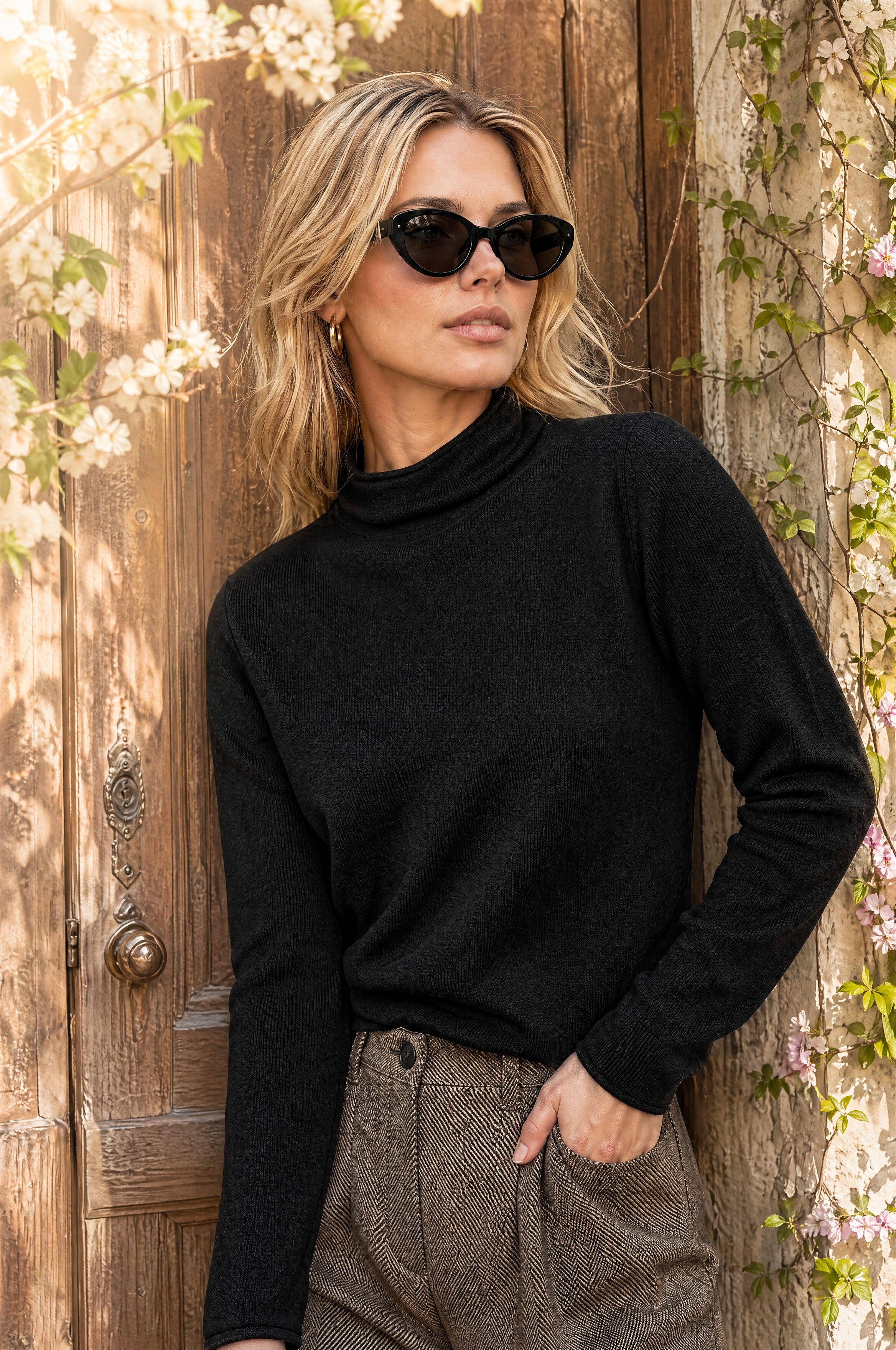 Kaschmir Feinstrick Pullover mit Stehkragen Frühling Sommer