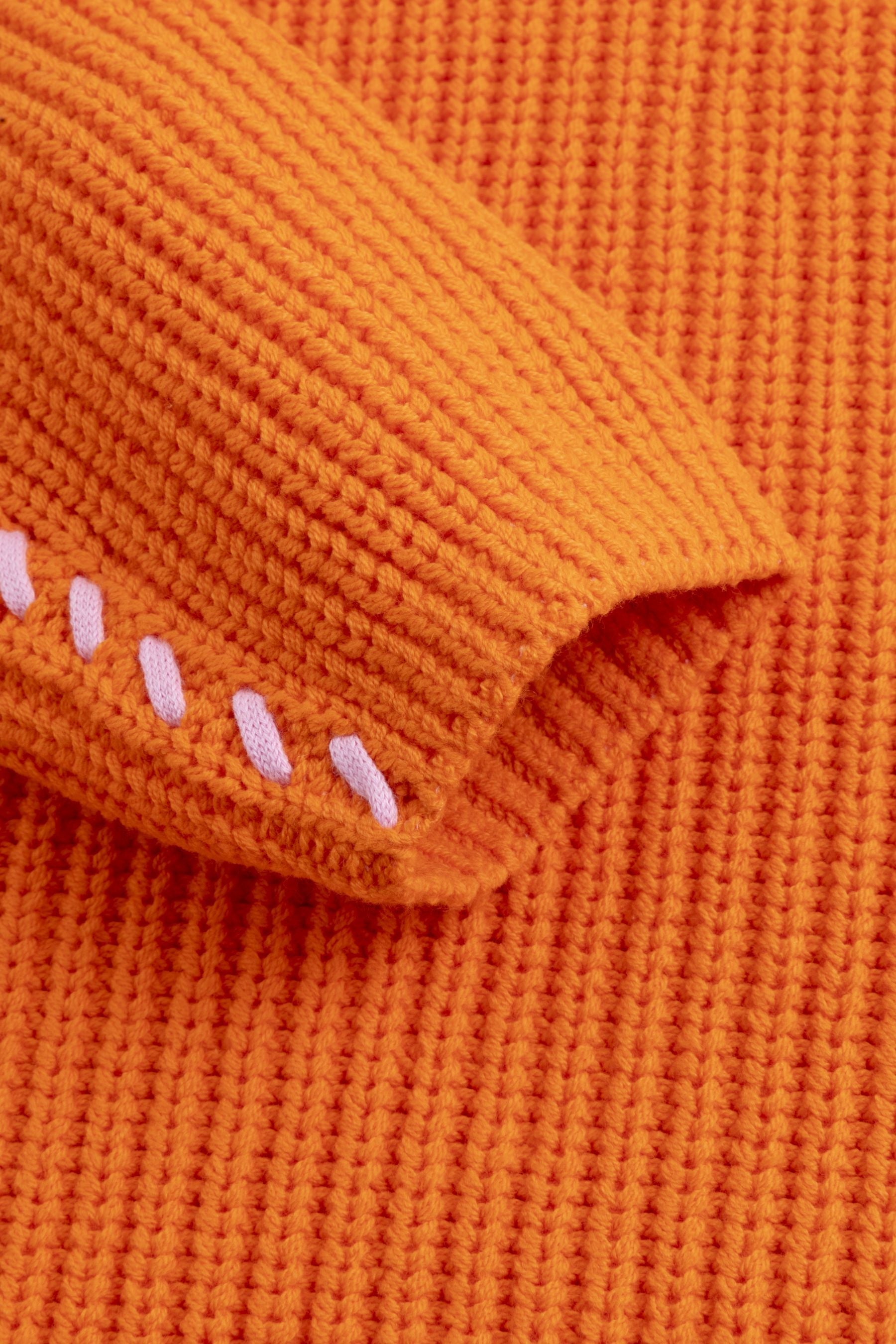 Six-o-Seven Grobstrickpullover mit Stehkragen - ORANGE six-o-seven
