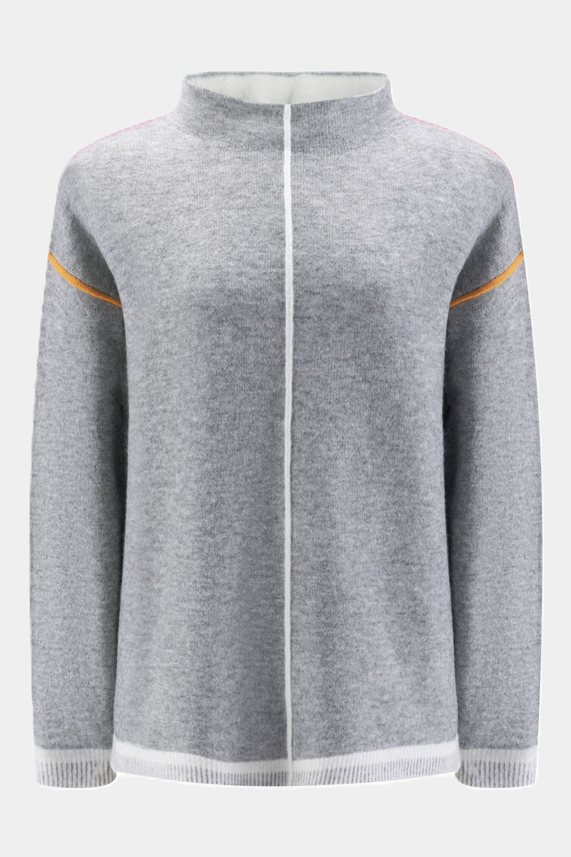 Six-o-Seven Eleganter Stehkragenpullover aus Wolle in Light Grey six-o-seven