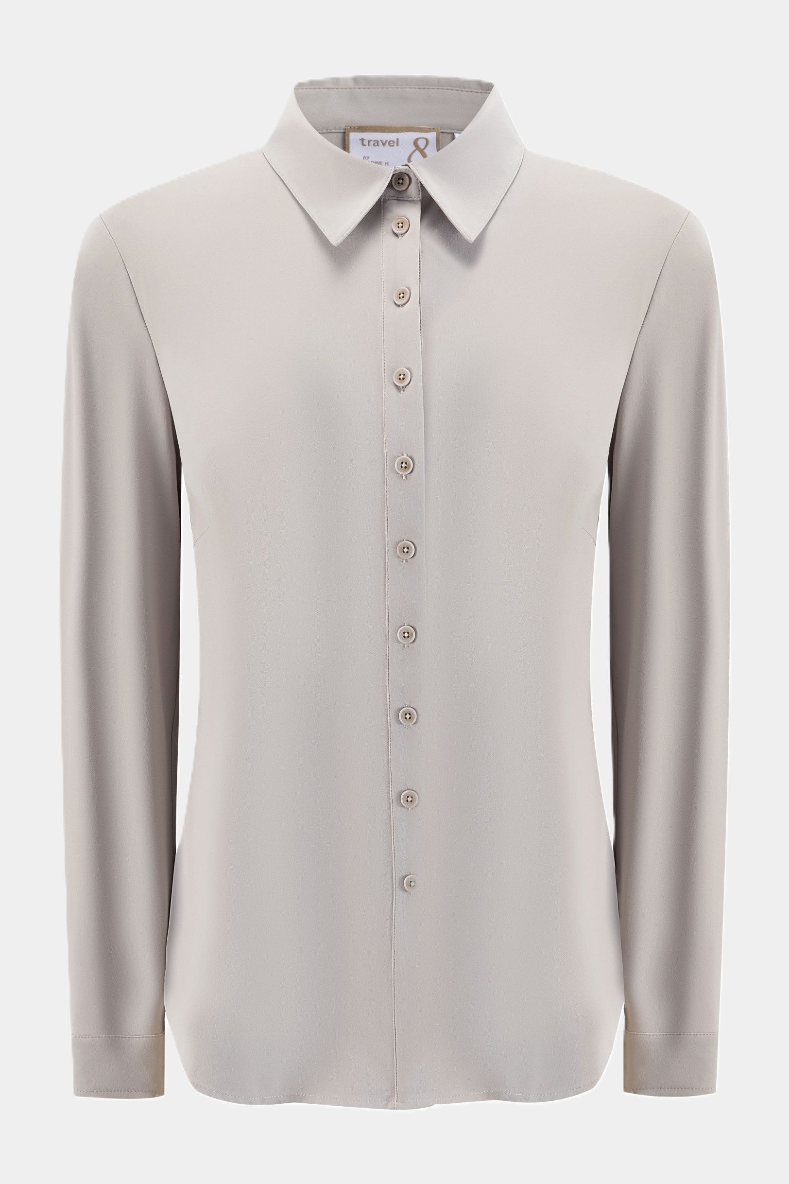 Damen Fitted Travel Bluse Sand – Knitterarm & Formstabil Travel 8