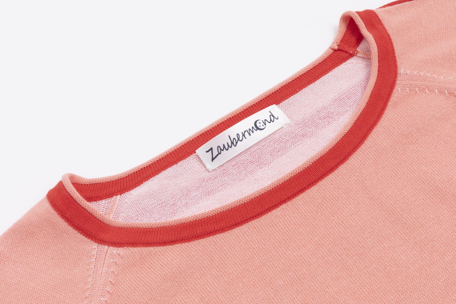 Zaubermond klassischer Baumwoll-Strickpullover mit Streifen-Detail - PEACH Zaubermond