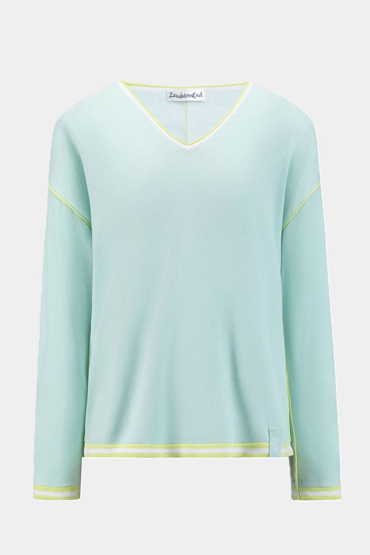 Strickpullover mit Kontrast MINT Zaubermond
