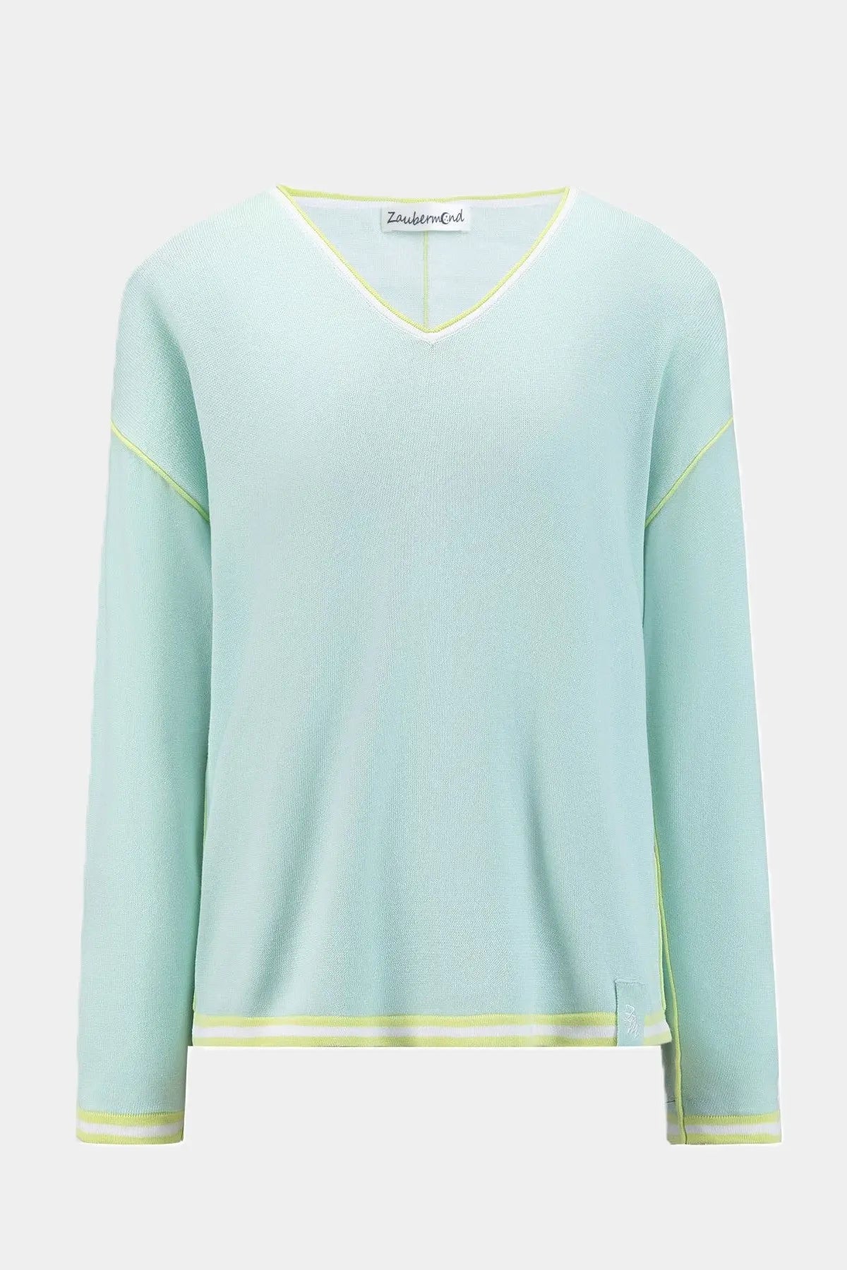 Strickpullover mit Kontrast MINT Zaubermond