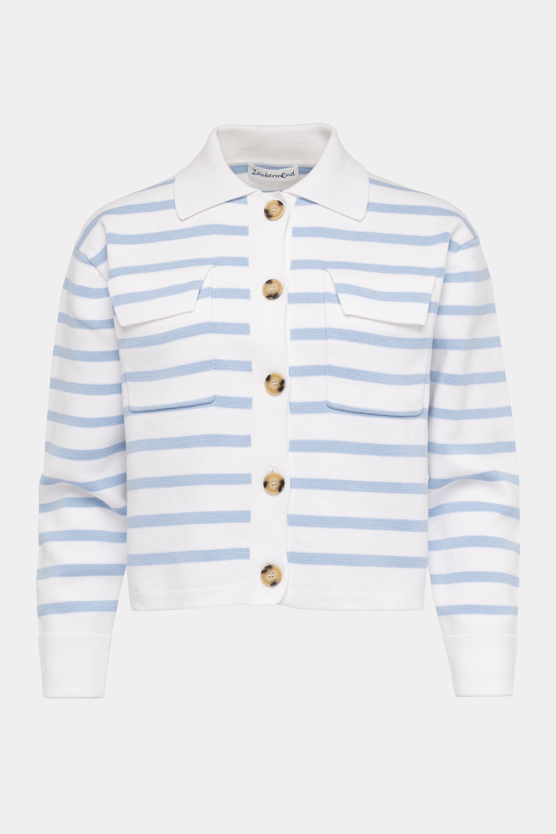 Zaubermond Strickjacke Maritim mit Hornknöpfen in True Blue Zaubermond