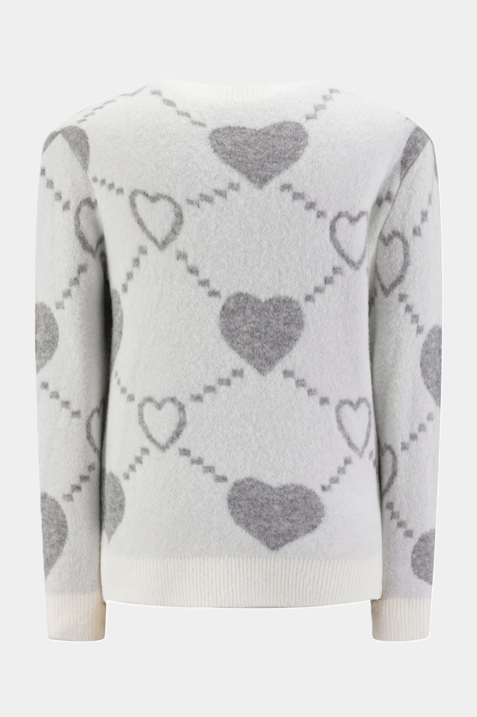 Strickpullover mit Herzmuster und Glitzerakzenten OFF WHITE