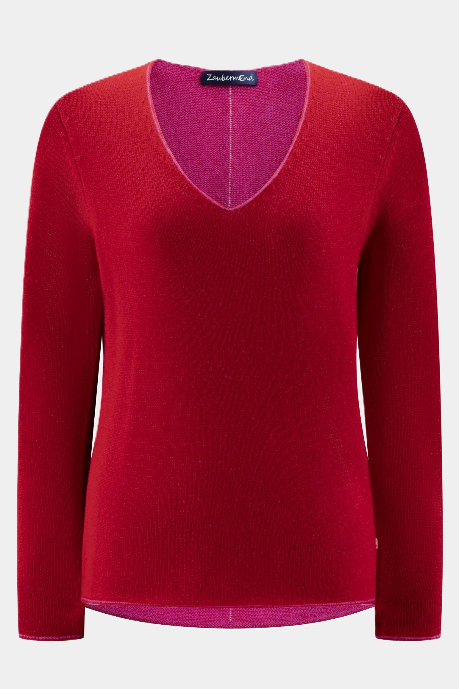 Zaubermond Strickpullover mit Kontrastdetails LIPSTICK RED Zaubermond