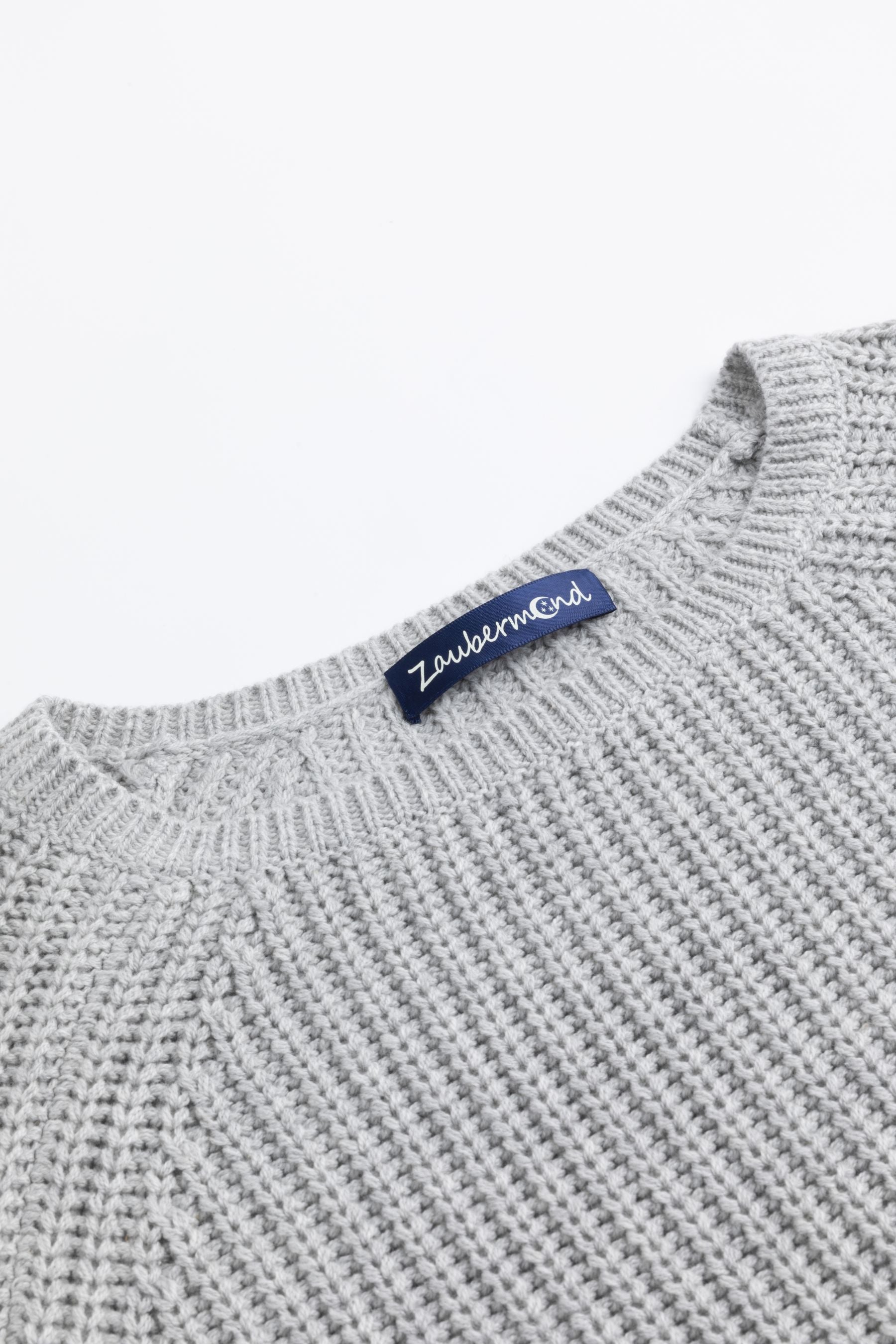 Zaubermond Baumwollstrickpullover mit Seitlichen Knöpfen - LIGHT GREY Zaubermond