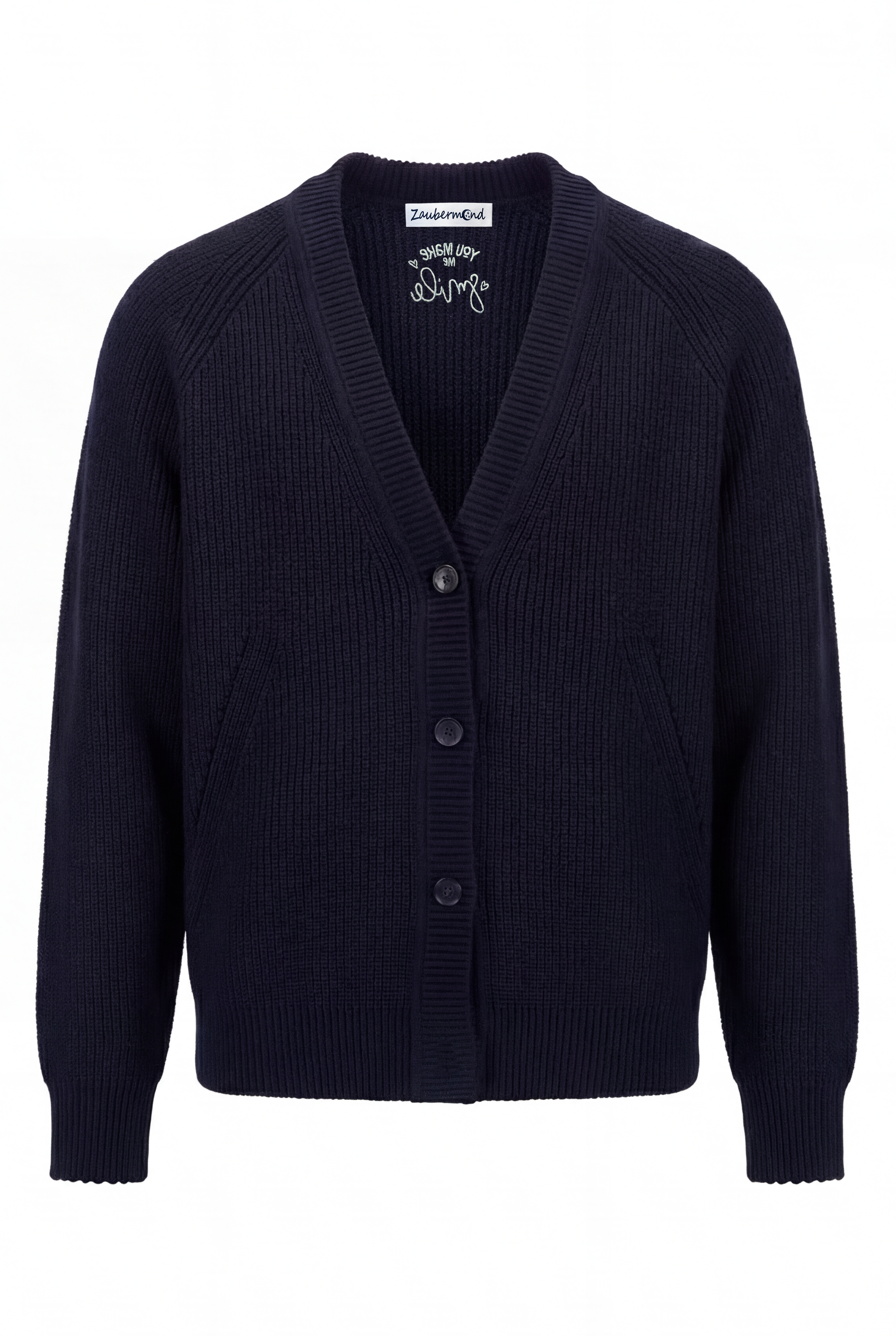 Damen Strickjacke mit Stickerei, sommerlich elegantes Marine