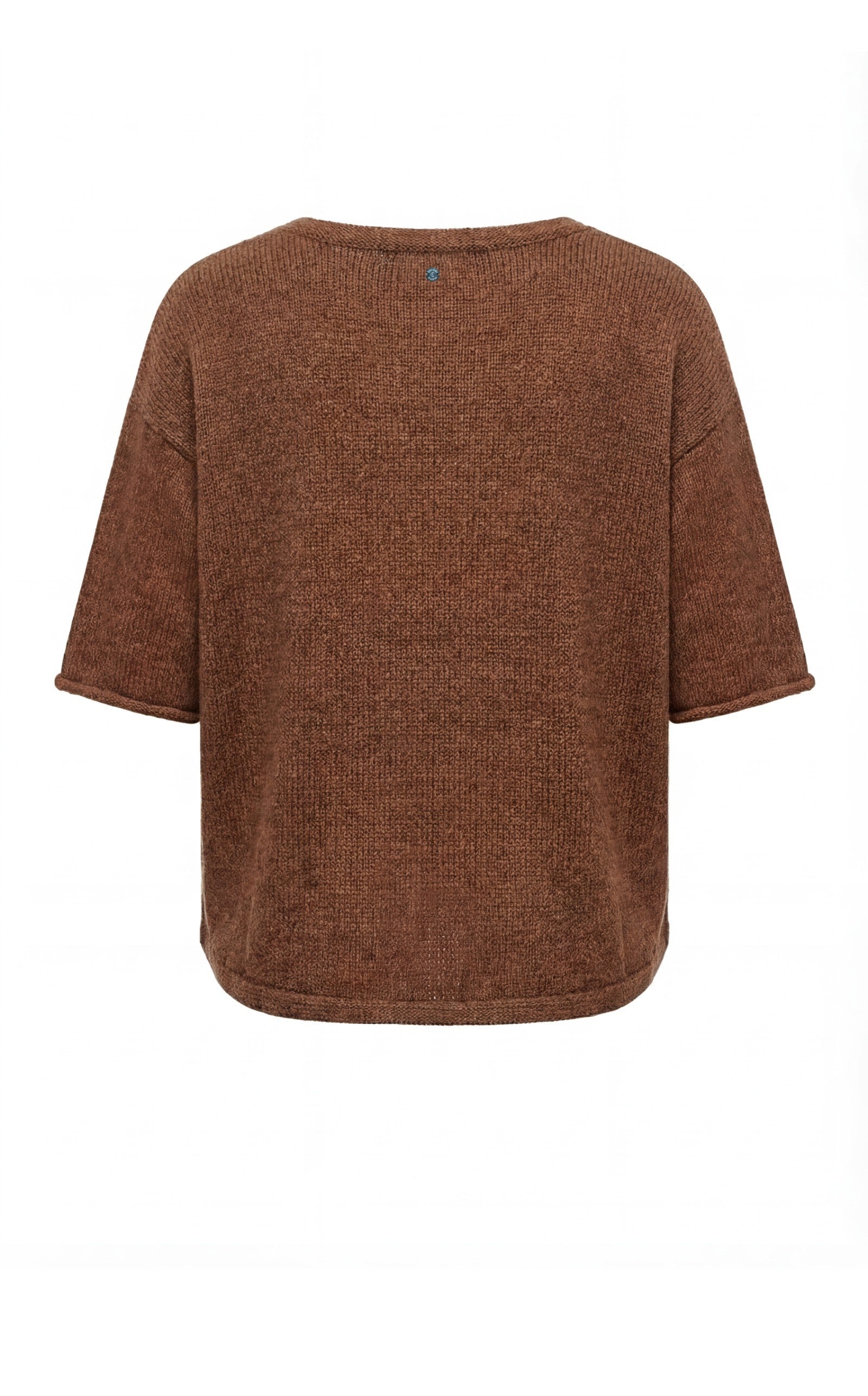 Frühlings Stricktop aus trendigem flachem Papiergarn in Braun modern