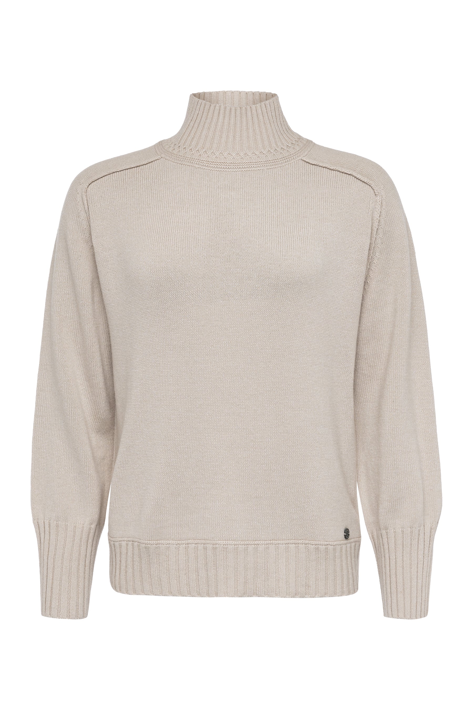 Damen Taillierter Pullover mit hohem Stehkragen und Raglan Beige Zaubermond