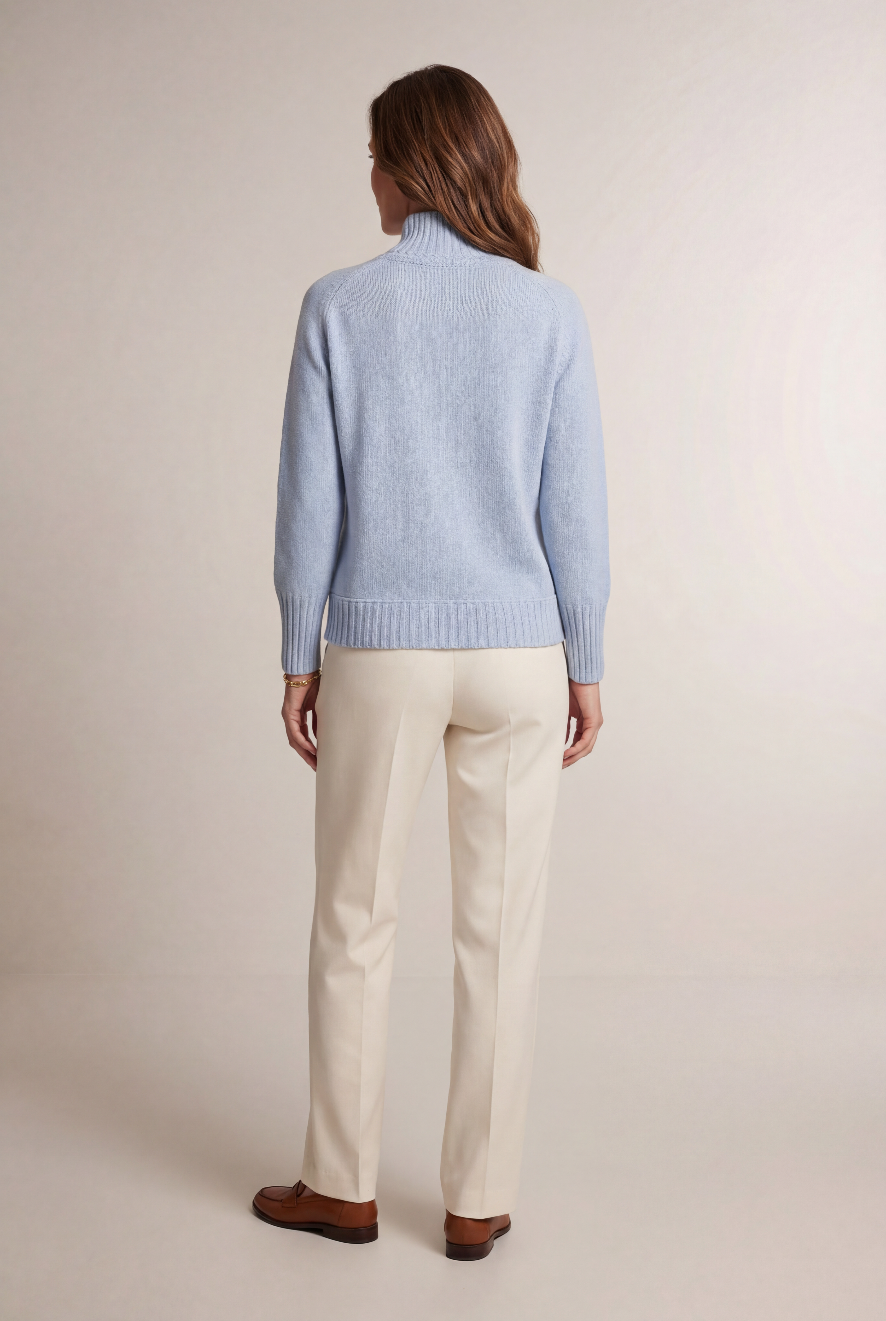 Damen Taillierter Pullover mit hohem Stehkragen und Raglan Blau Zaubermond