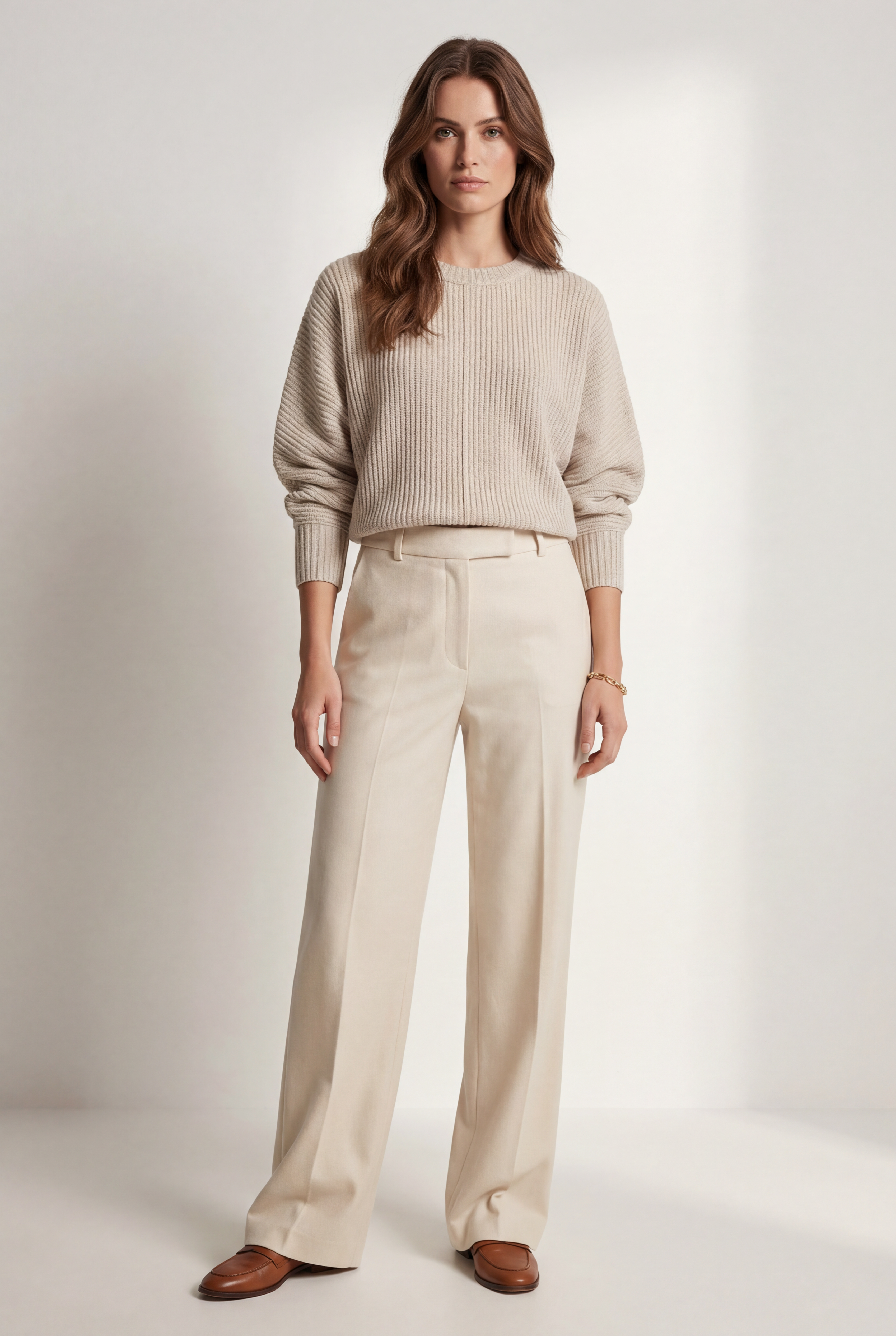 Damen Loose Oberteil mit Fledermausärmeln Natur Zaubermond