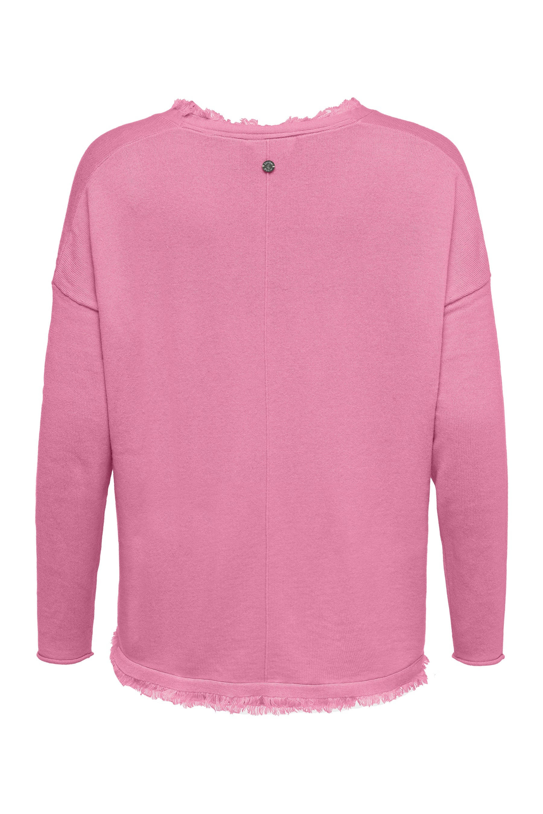 Damen Lockerer Boho Pullover mit V-Ausschnitt & Fransen Rosa Zaubermond