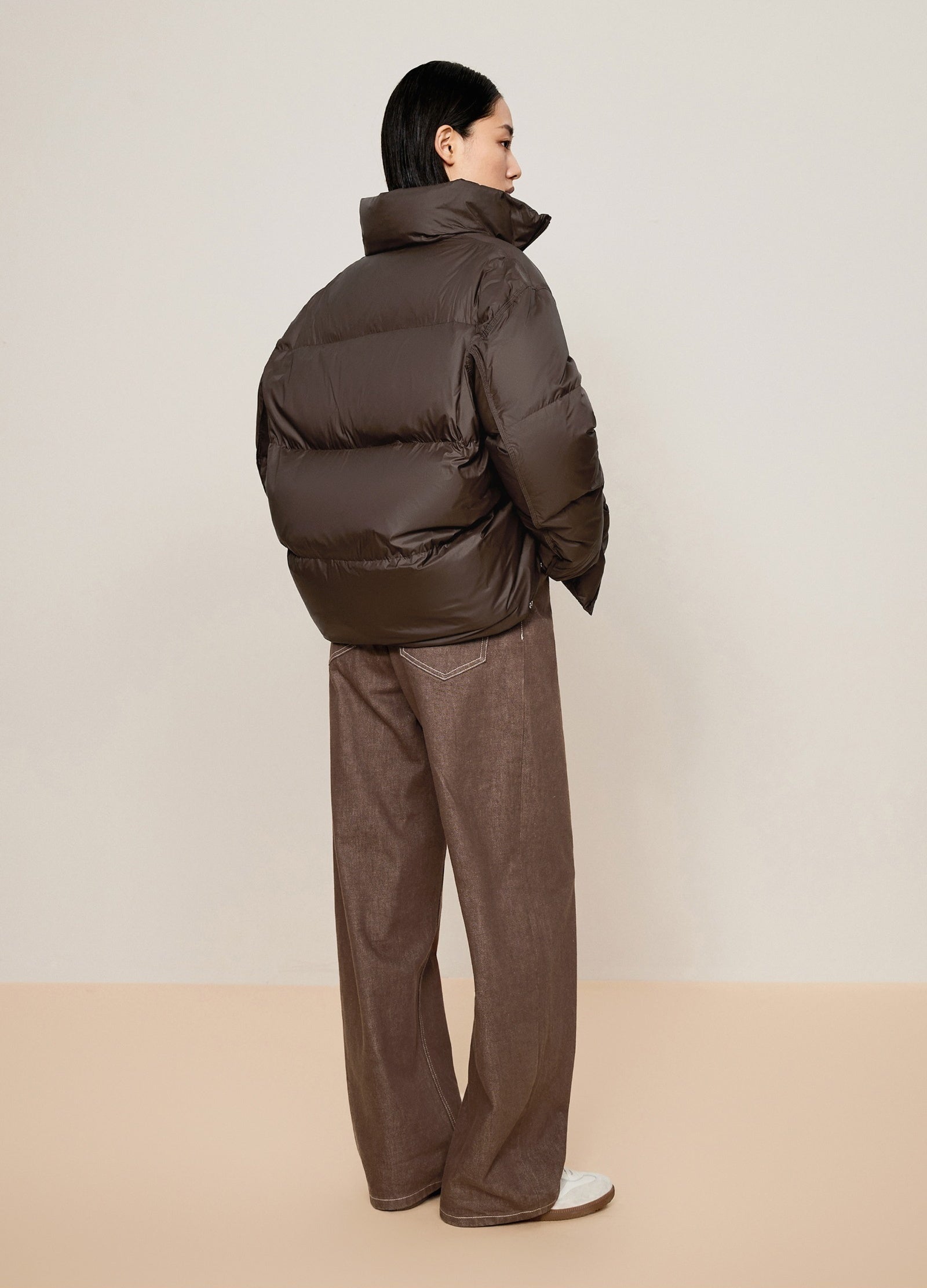 Damen Oversize Winter Daunenjacke mit Zwei-Wege-Reißverschluss LESS