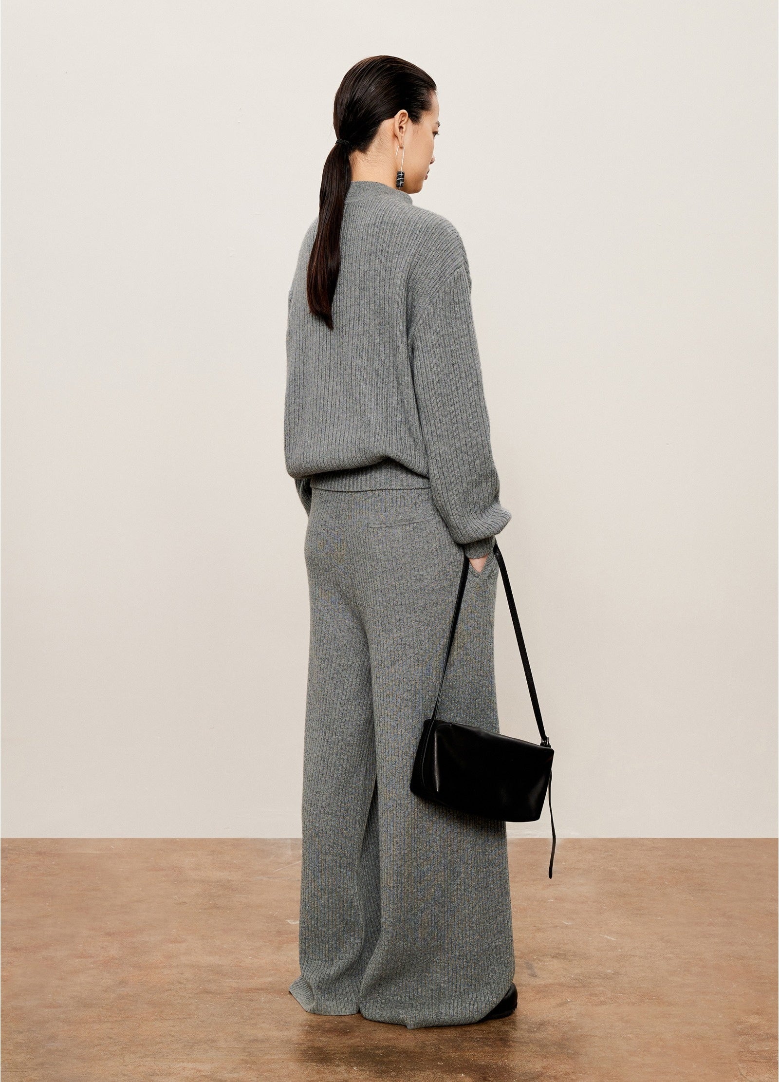 Damen weite Hose aus Wollmischung Grau LESS