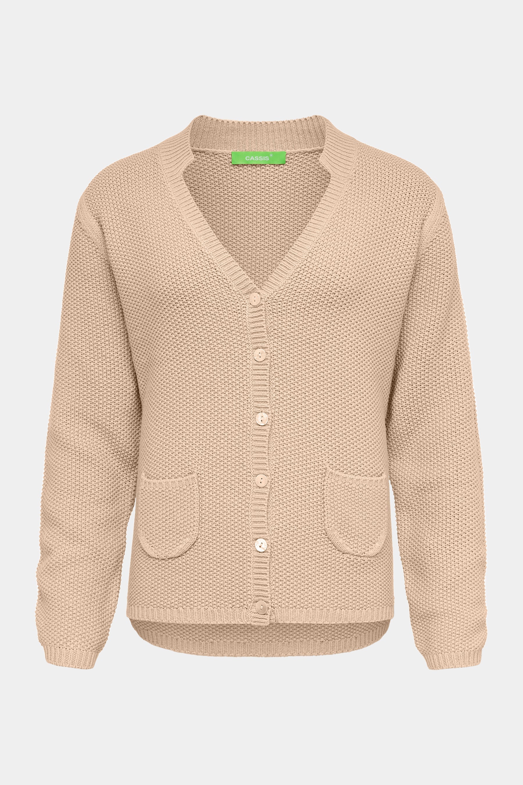 Cassis V-Ausschnitt Damenstrickjacke in Bisquit Cassis