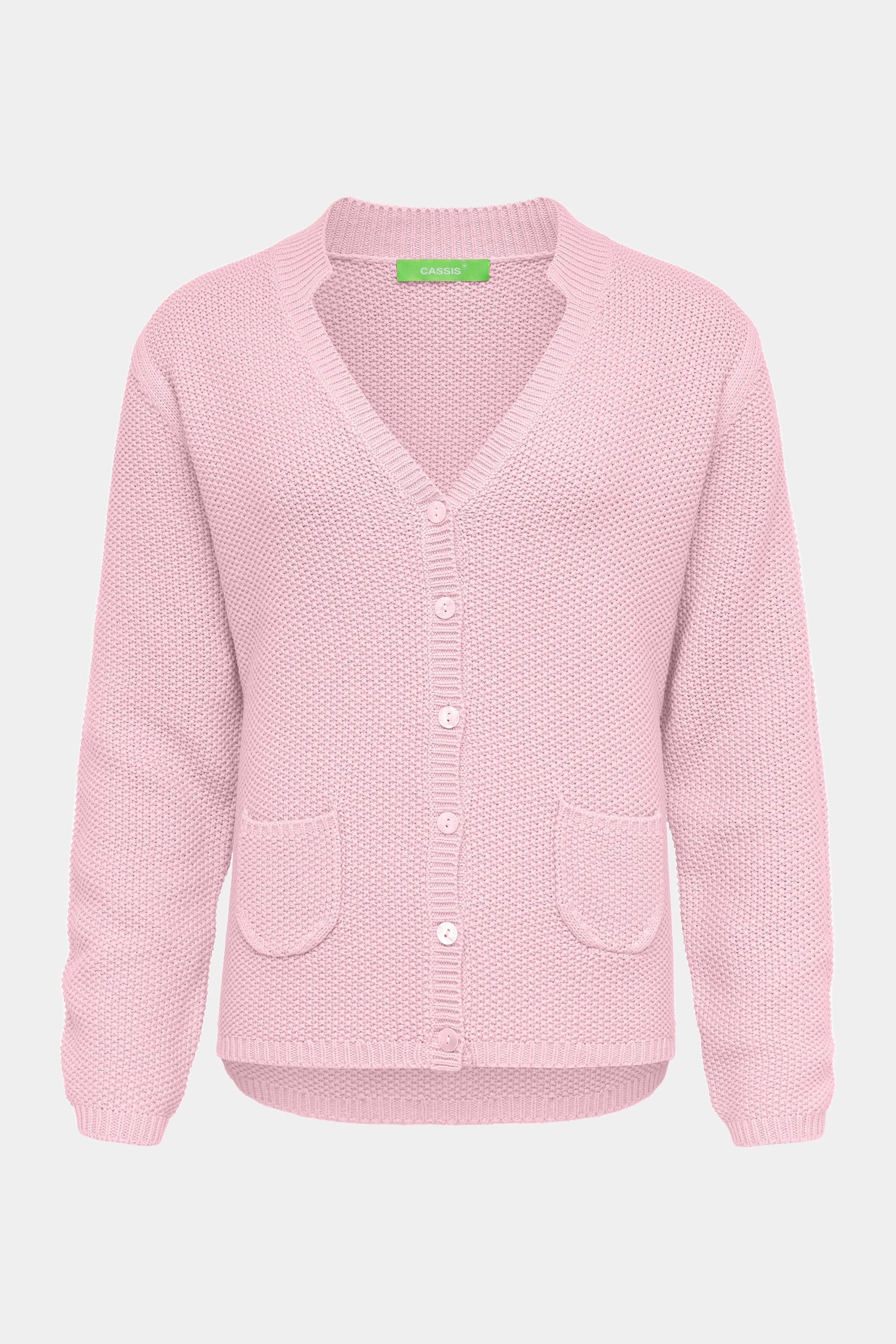 Cassis V-Ausschnitt Damenstrickjacke in Rosa Cassis