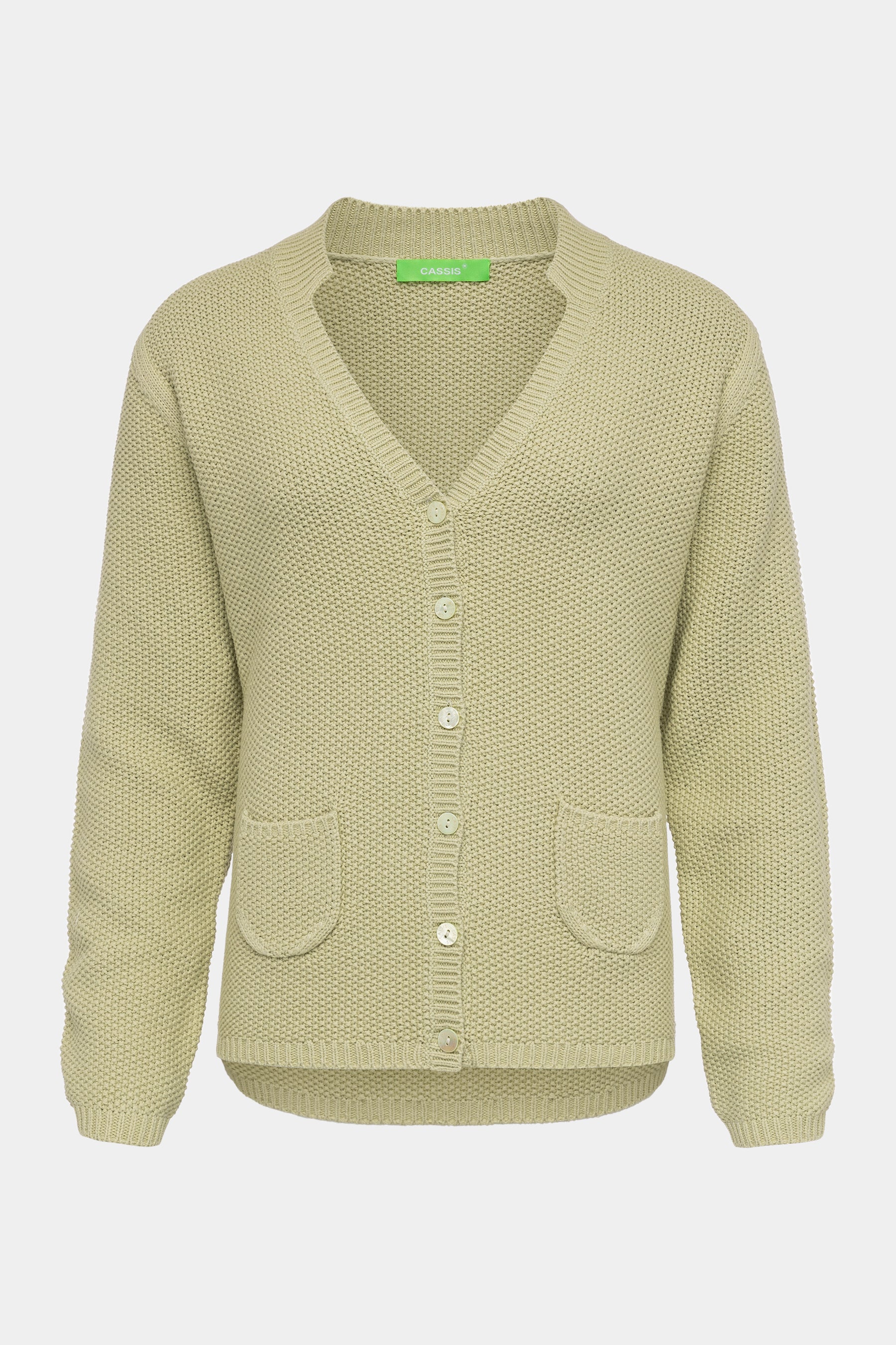 Cassis V-Ausschnitt Damenstrickjacke in Pistachio Cassis